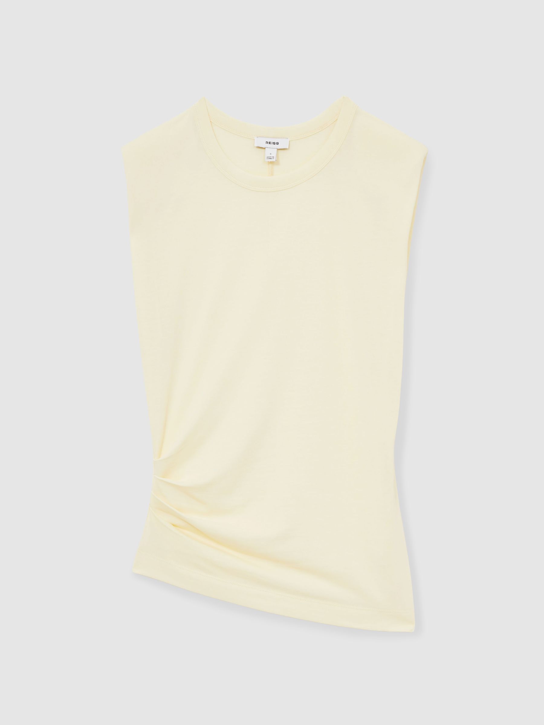 Shoulder-Pad Ruched Jersey Top in Buttermilk - Image 2 of 6