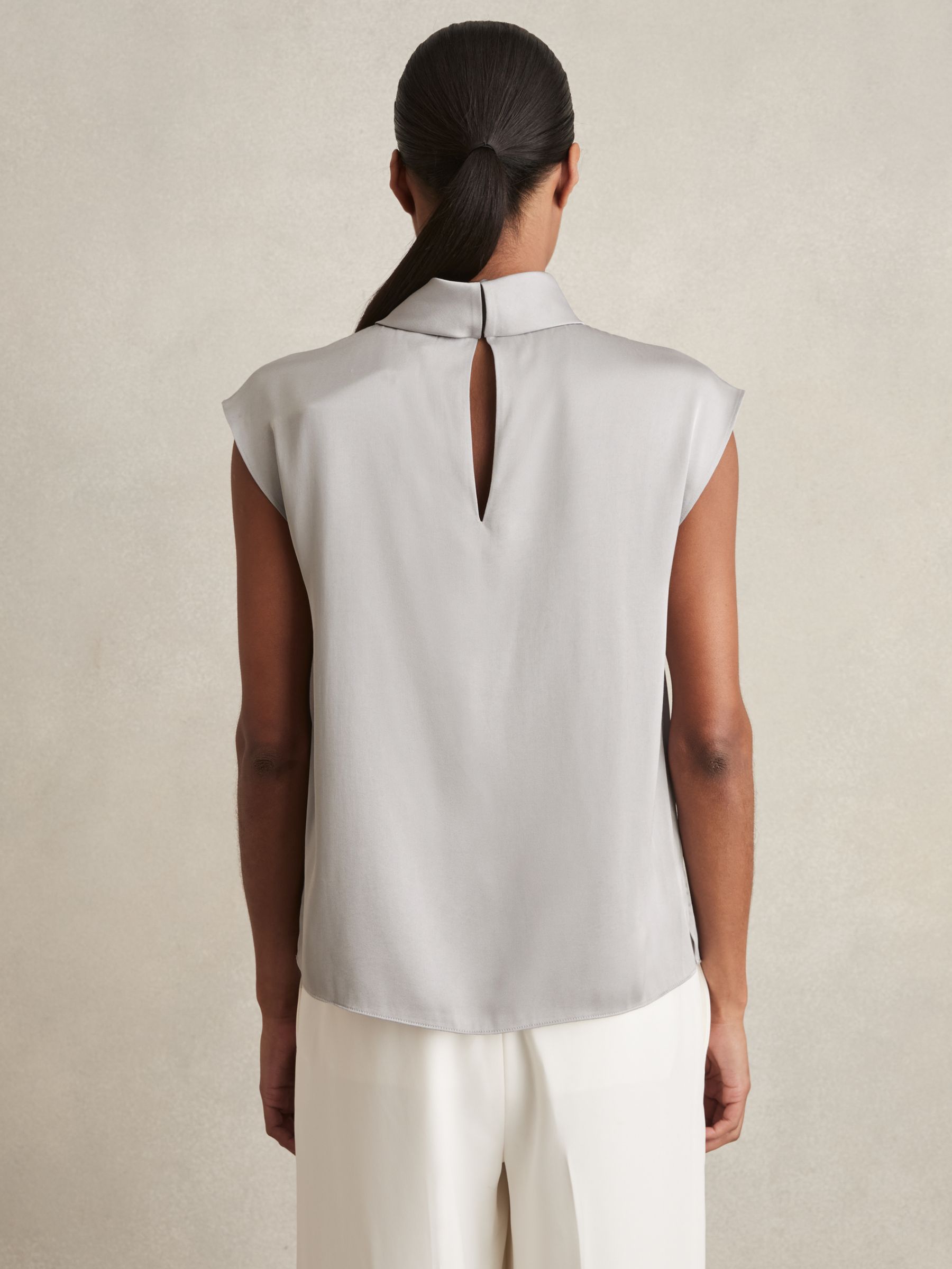 High Neck Shell Top in Grey - image 4