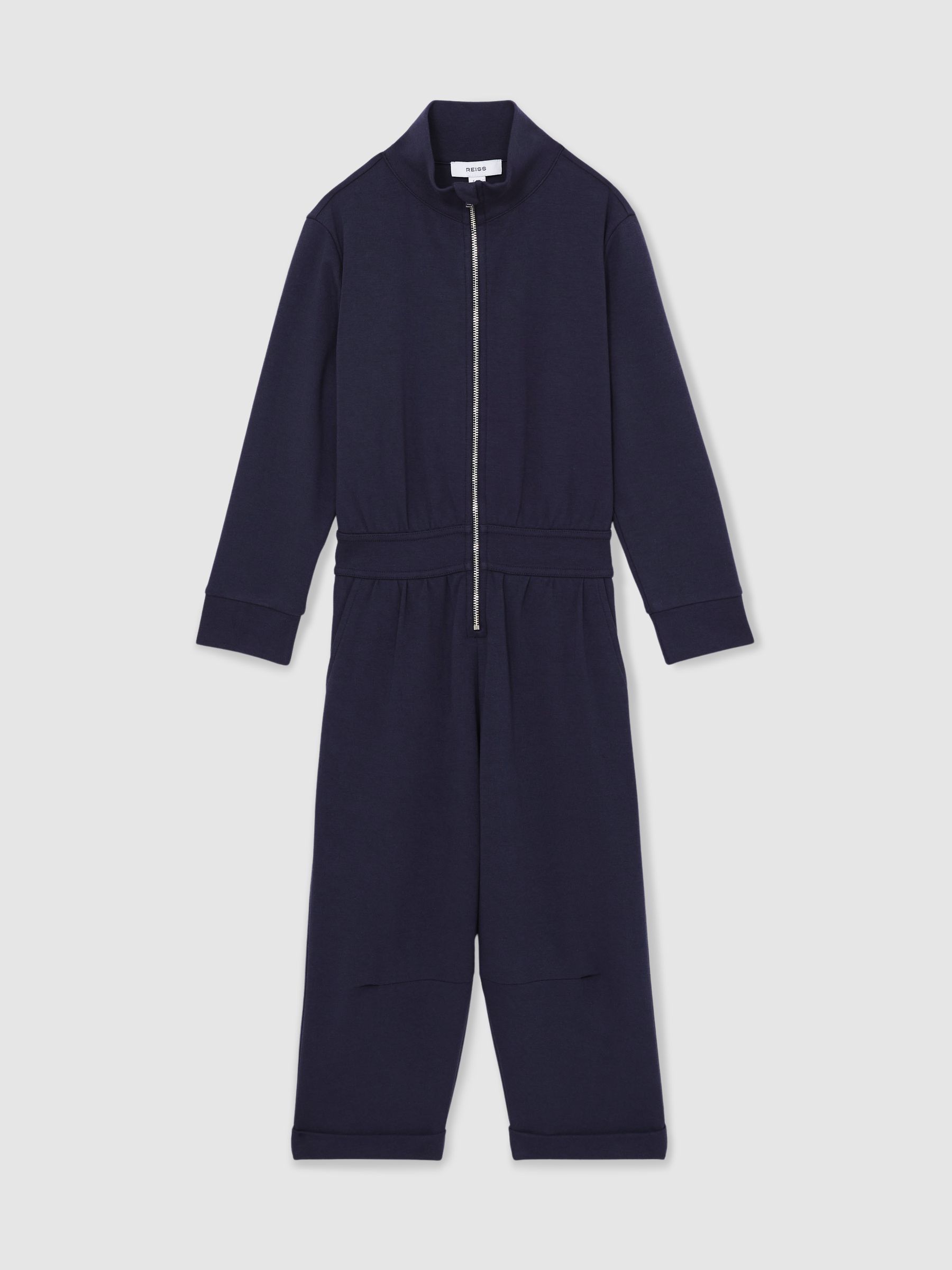 4-9 yrs Jersey High Collar Jumpsuit in Navy - Image 2 of 4