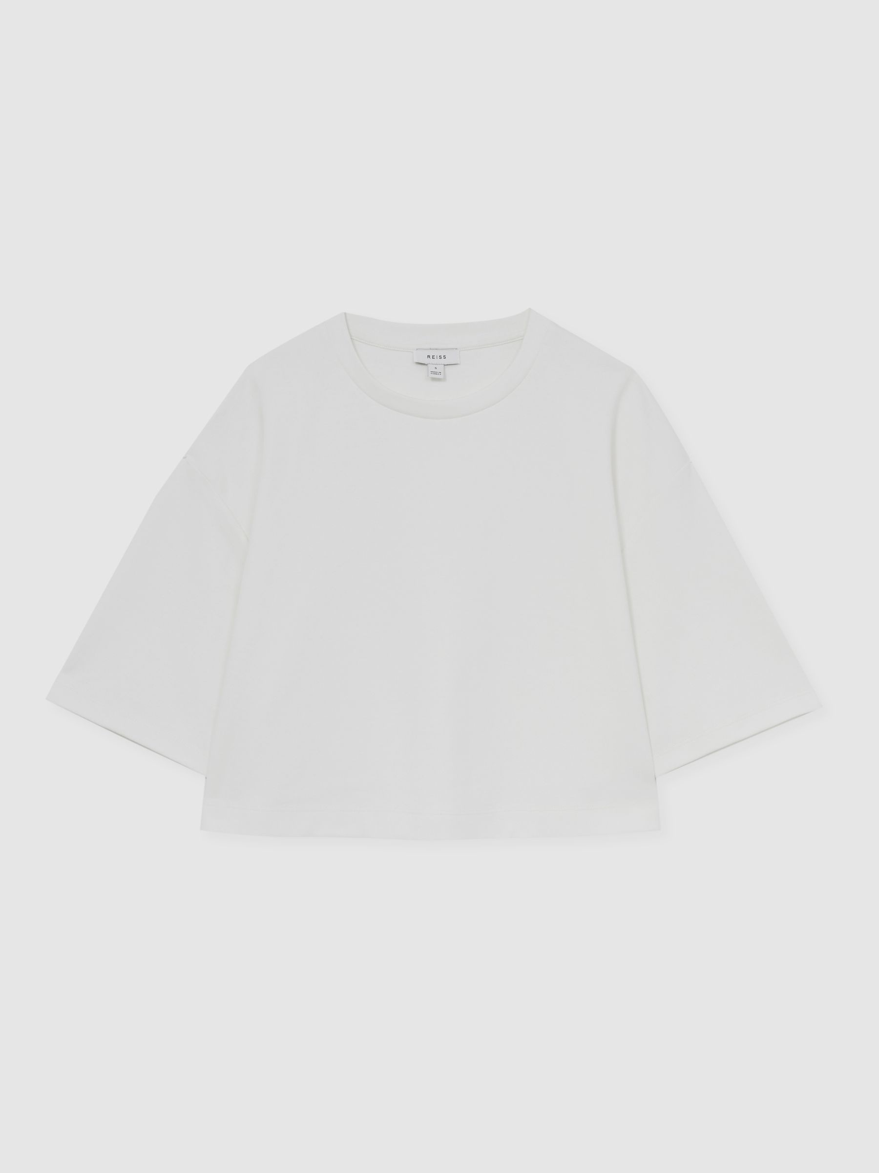 Stretch-Cotton Cropped T-Shirt in White - Image 2 of 6