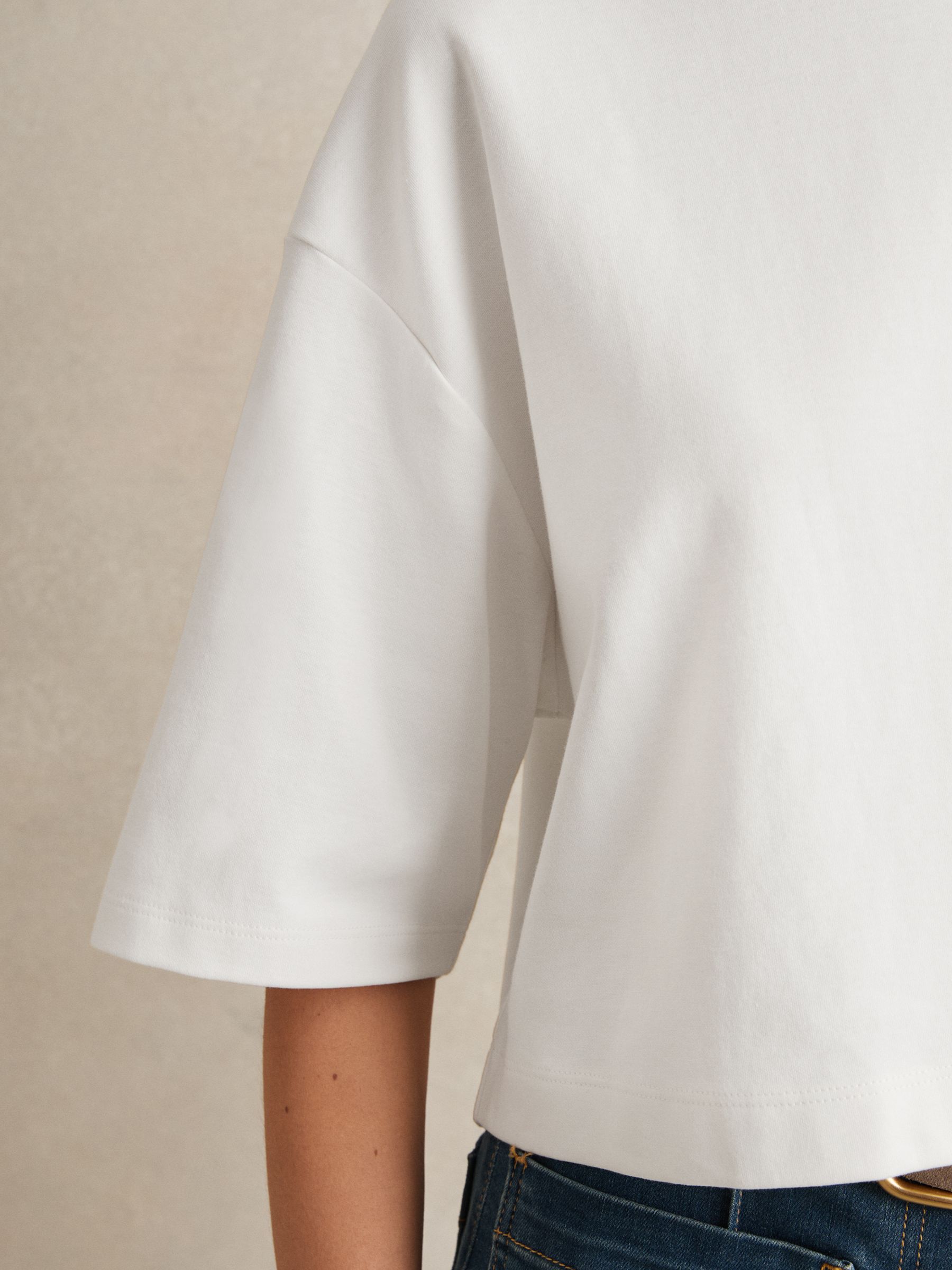 Stretch-Cotton Cropped T-Shirt in White - Image 4 of 6