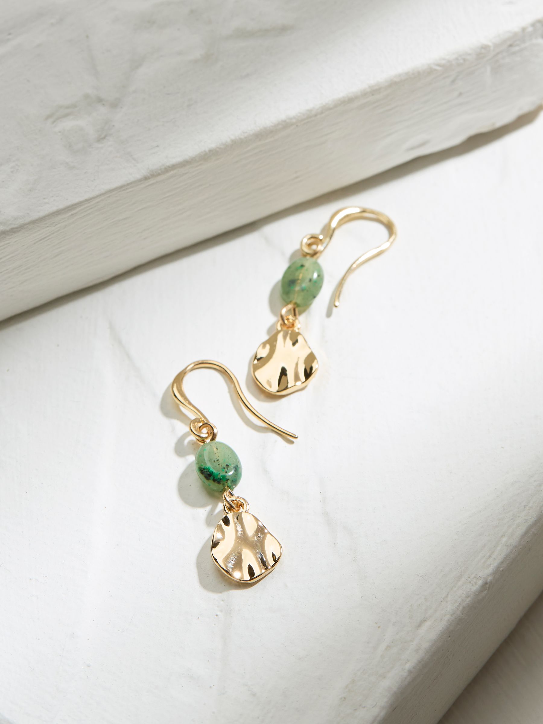 Gold Tone Stone Oval Drop Earrings - Image 2 of 2
