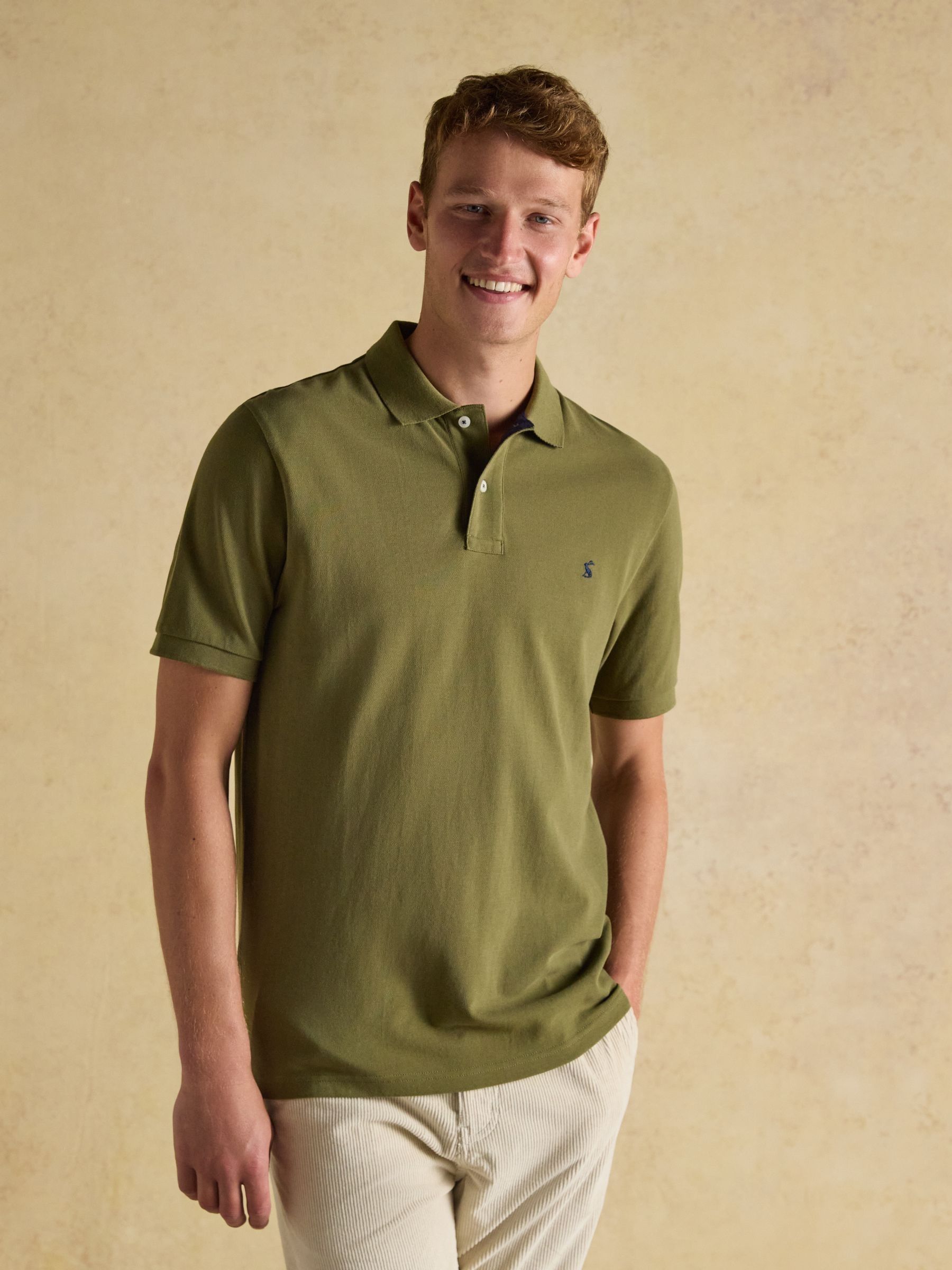 Woody Khaki Green Cotton Pique Polo Shirt - Image 1 of 8