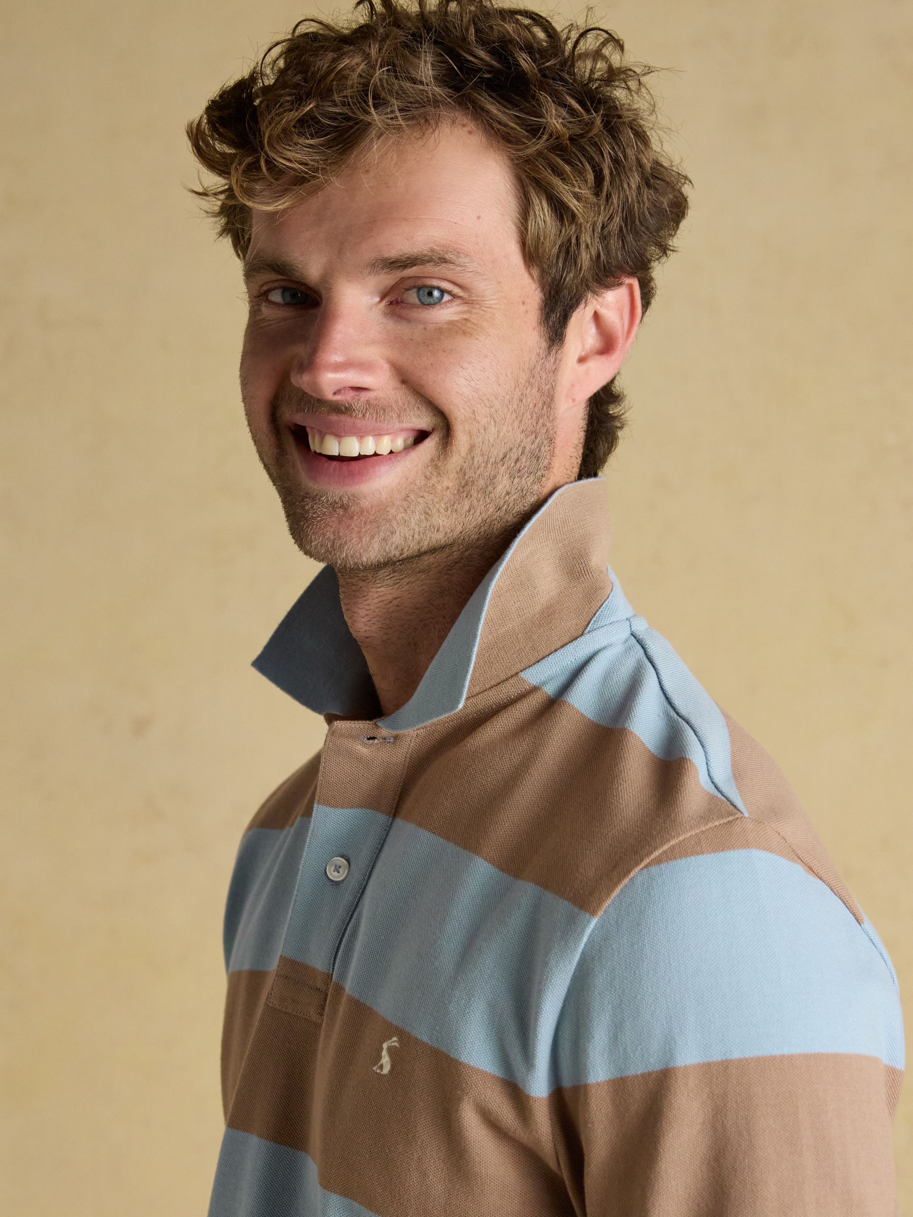 Woody Blue & Brown Cotton Pique Polo Shirt - Image 4 of 8