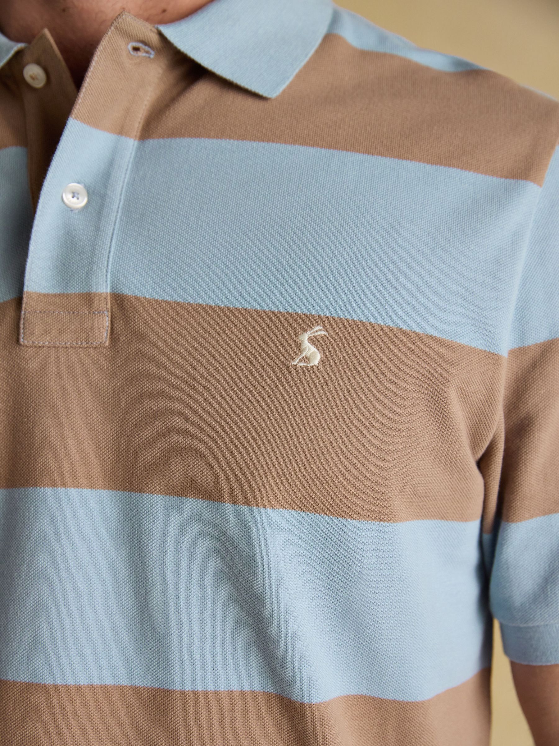 Woody Blue & Brown Cotton Pique Polo Shirt - Image 5 of 8
