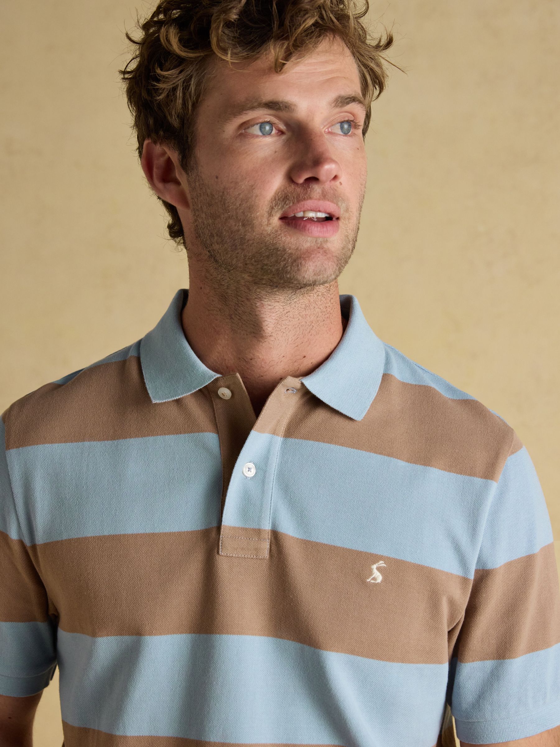 Woody Blue & Brown Cotton Pique Polo Shirt - Image 7 of 8