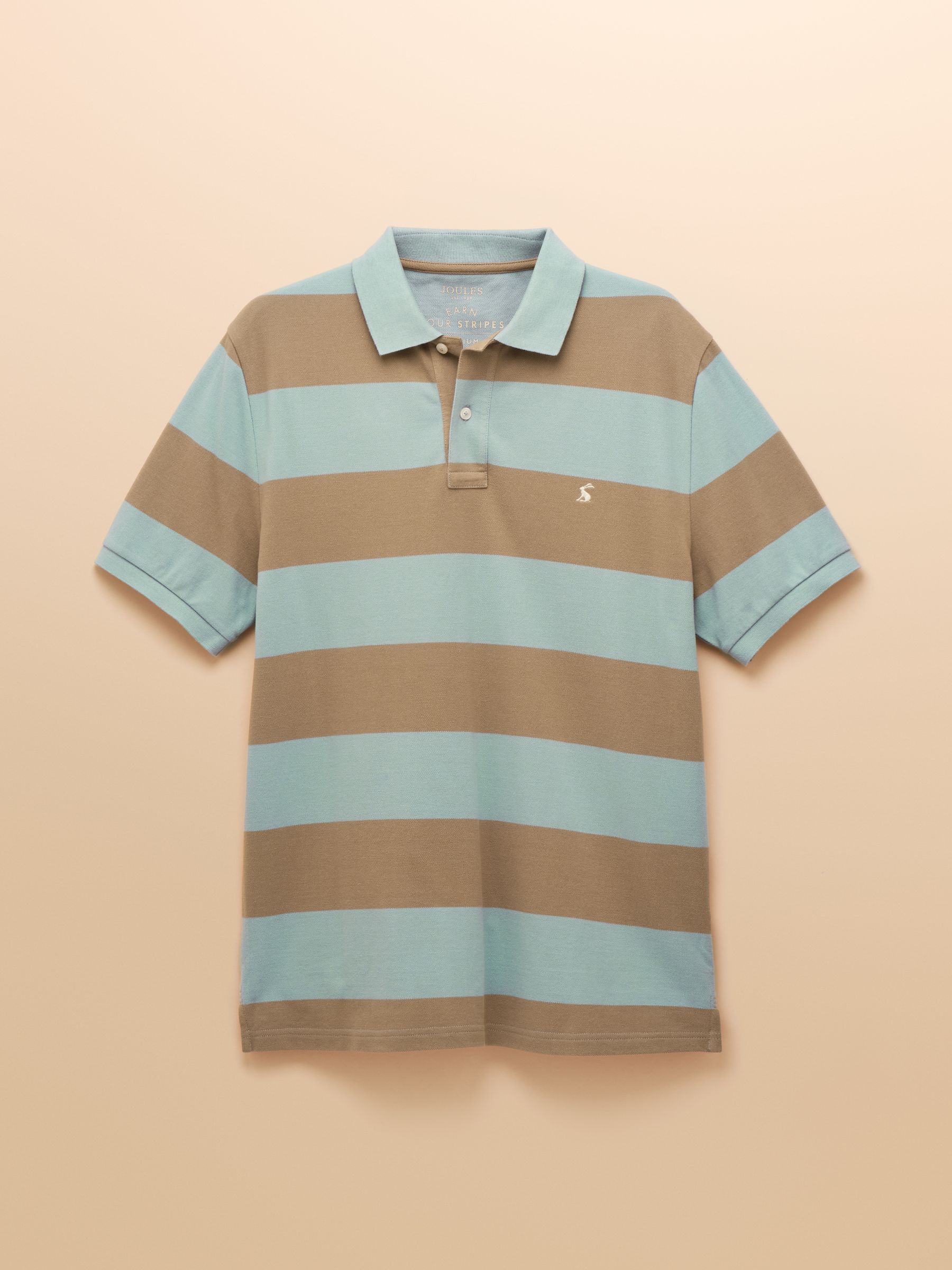 Woody Blue & Brown Cotton Pique Polo Shirt - Image 8 of 8 Woody Blue & Brown Cotton Pique Polo Shirt - Image 8 of 8