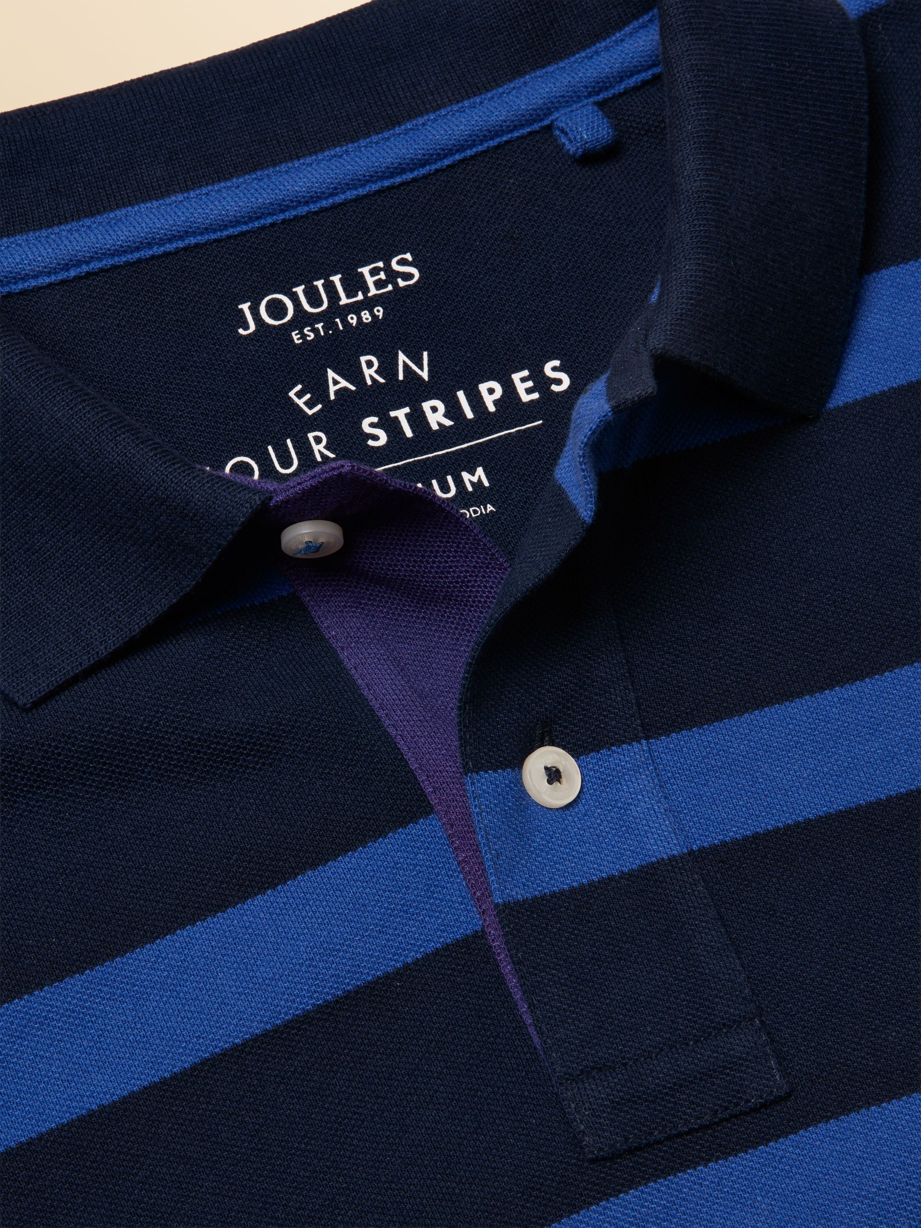 Woody Blue & Navy Cotton Pique Polo Shirt - Image 10 of 12