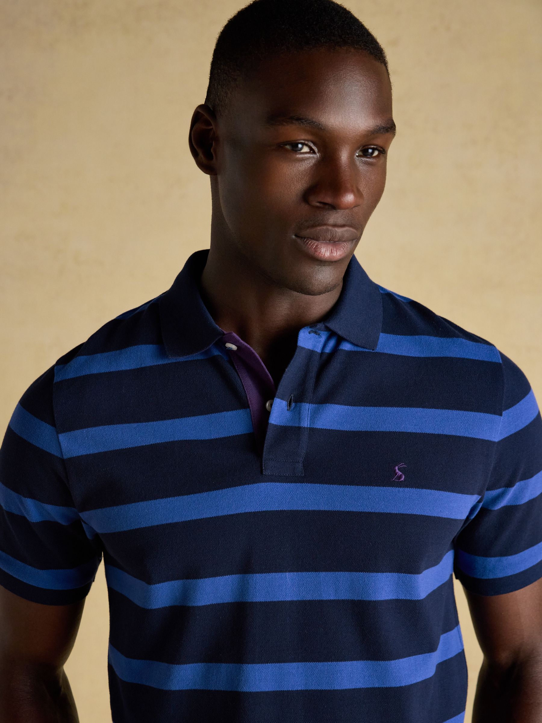 Woody Blue & Navy Cotton Pique Polo Shirt - Image 3 of 12