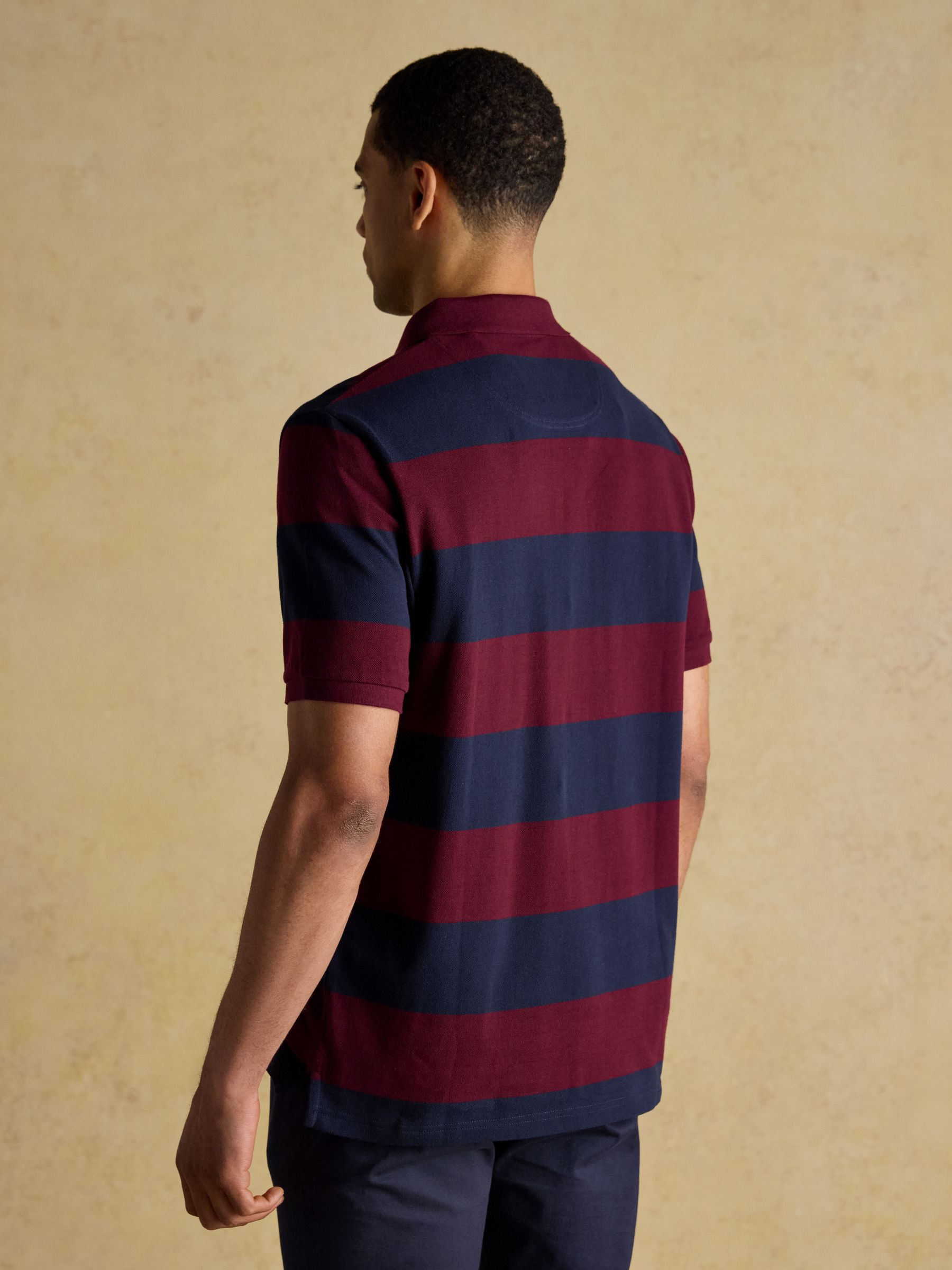 Woody Navy & Burgundy Cotton Pique Polo Shirt - Image 2 of 8