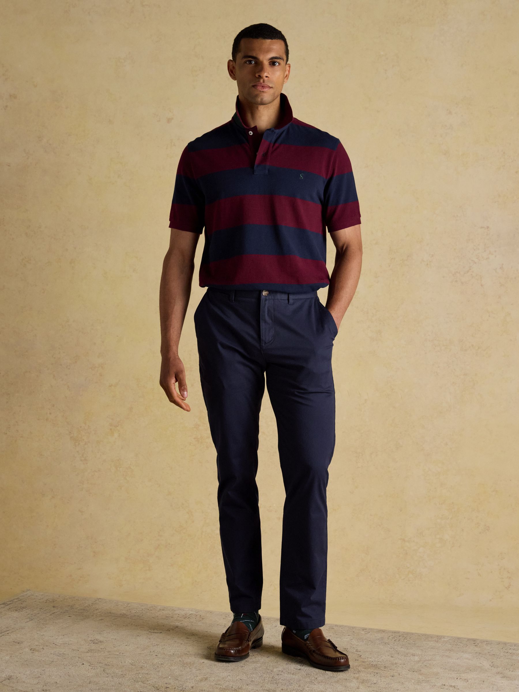 Woody Navy & Burgundy Cotton Pique Polo Shirt - Image 3 of 8