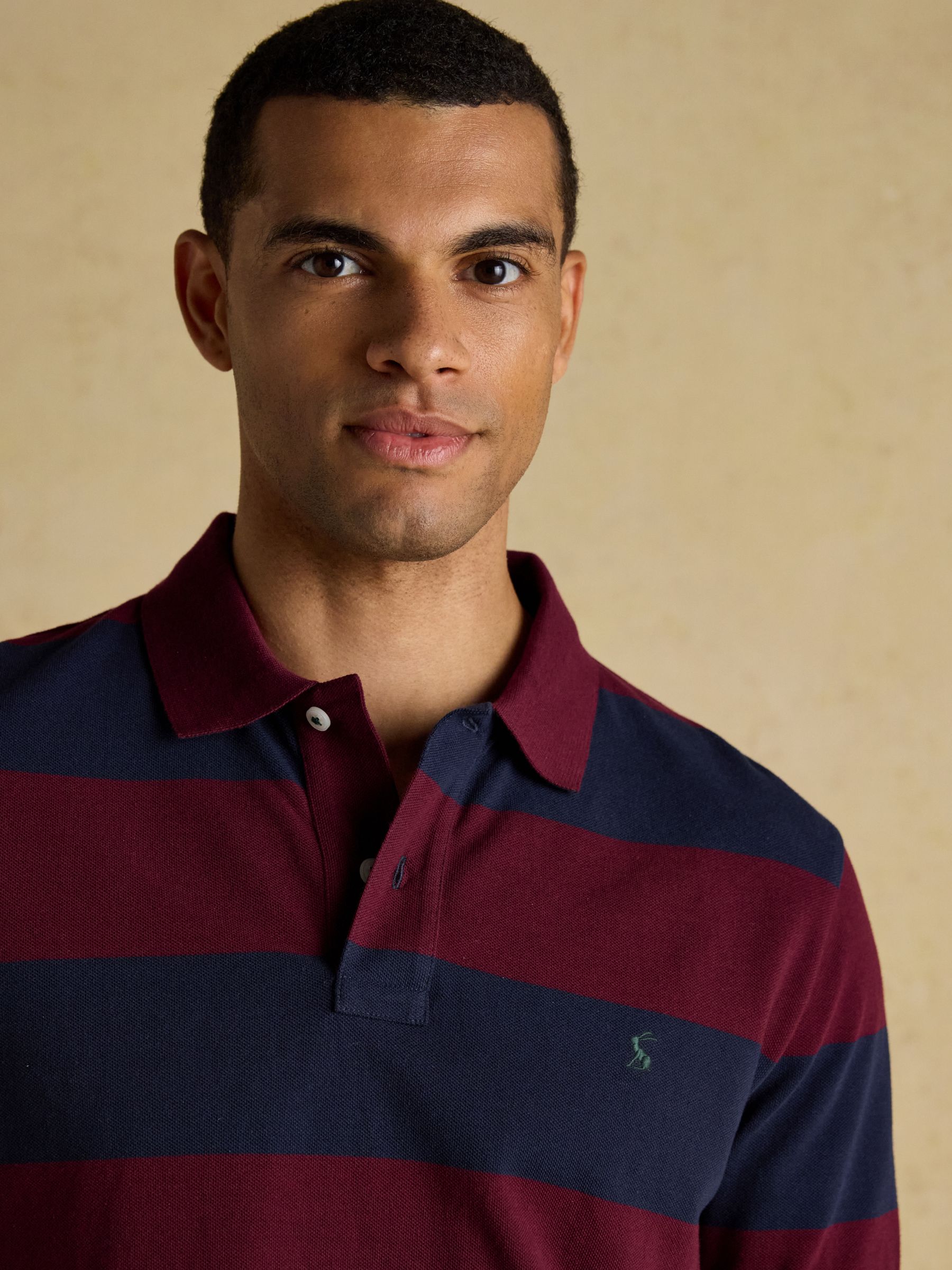 Woody Navy & Burgundy Cotton Pique Polo Shirt - Image 4 of 8