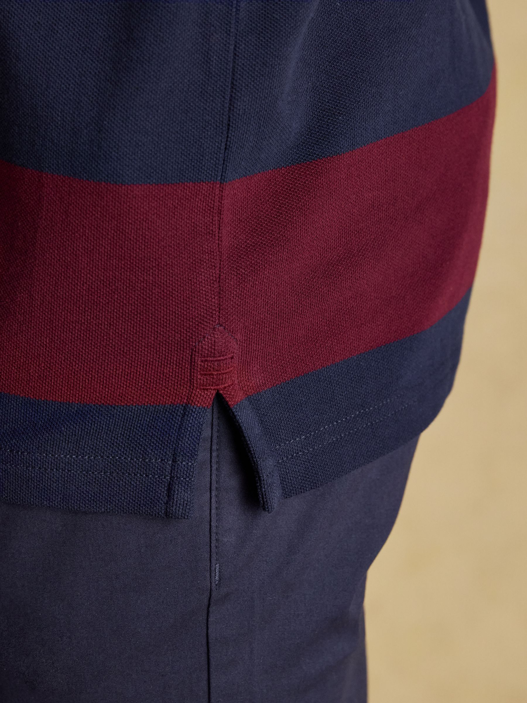 Woody Navy & Burgundy Cotton Pique Polo Shirt - Image 6 of 8