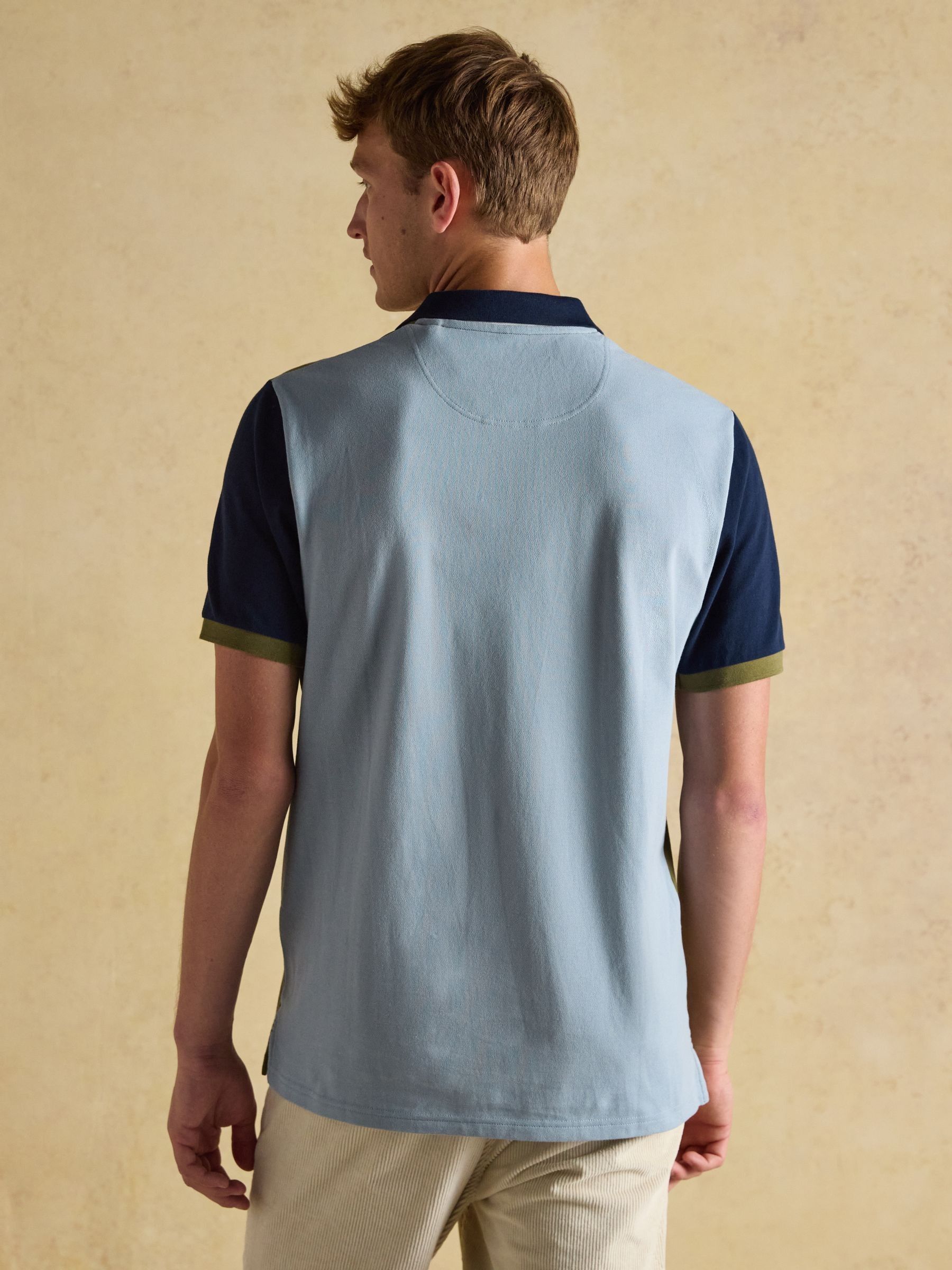 Woody Blue/Green Cotton Pique Polo Shirt - Image 2 of 8 Woody Blue/Green Cotton Pique Polo Shirt - Image 2 of 8