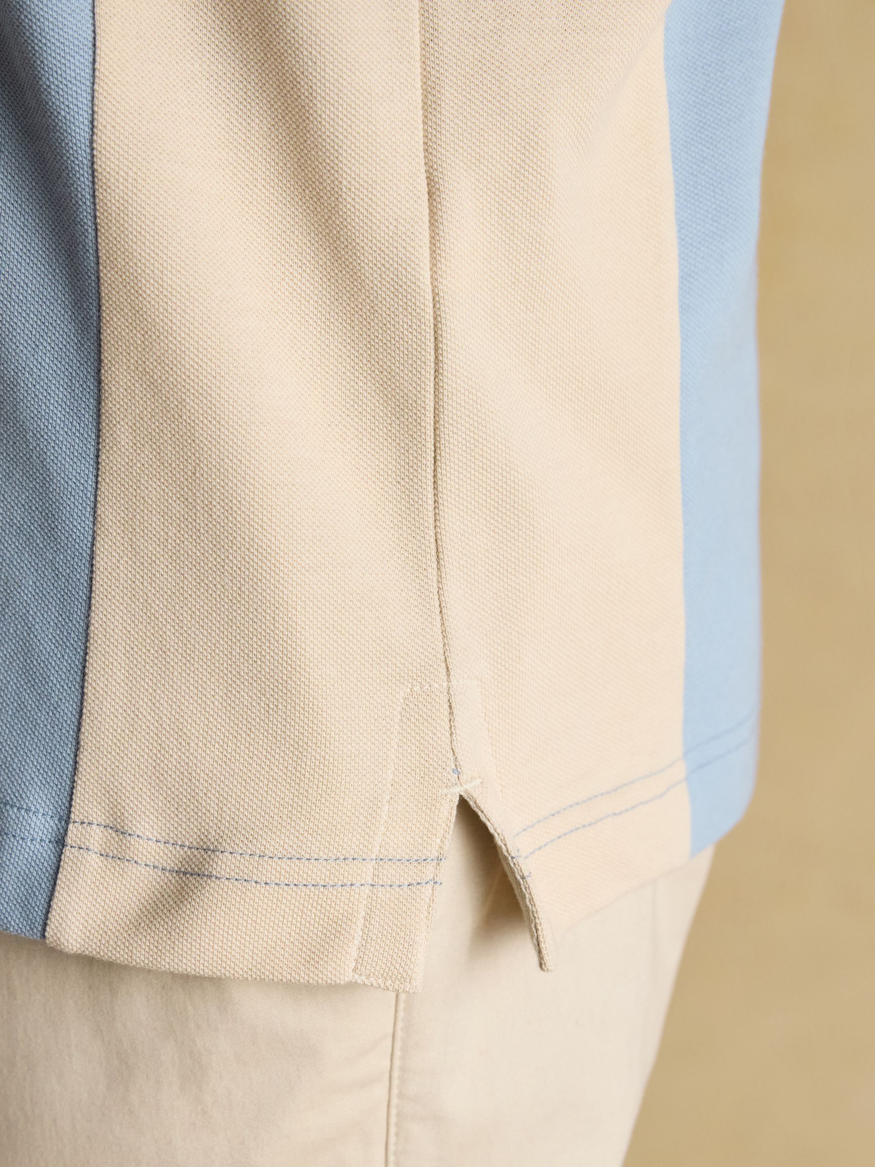 Embellished Blue & Ecru Classic Fit Cotton Polo Shirt - Image 7 of 8