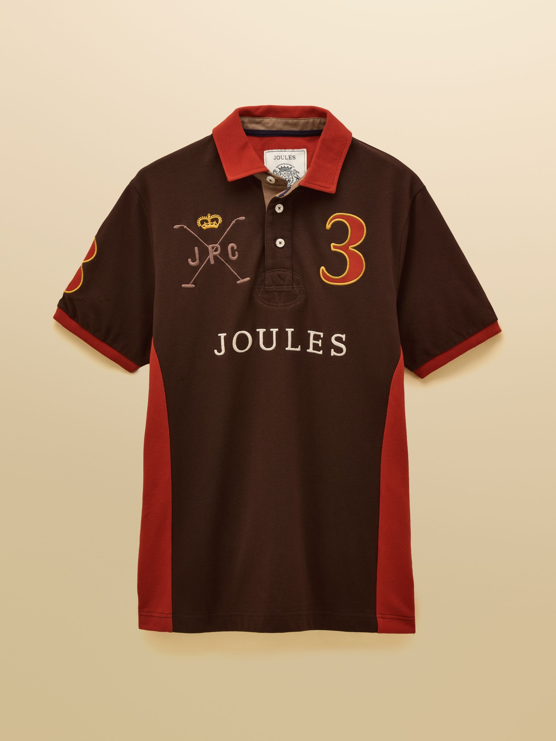 Embellished Brown & Orange Classic Fit Cotton Polo Shirt - Image 10 of 10