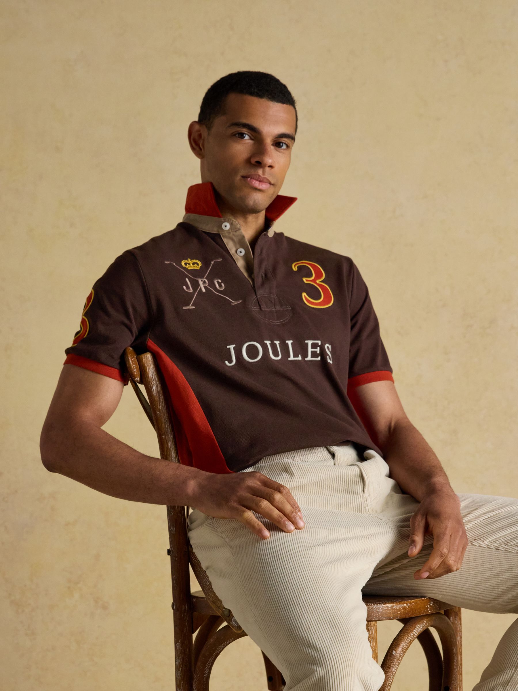 Embellished Brown & Orange Classic Fit Cotton Polo Shirt - Image 4 of 10