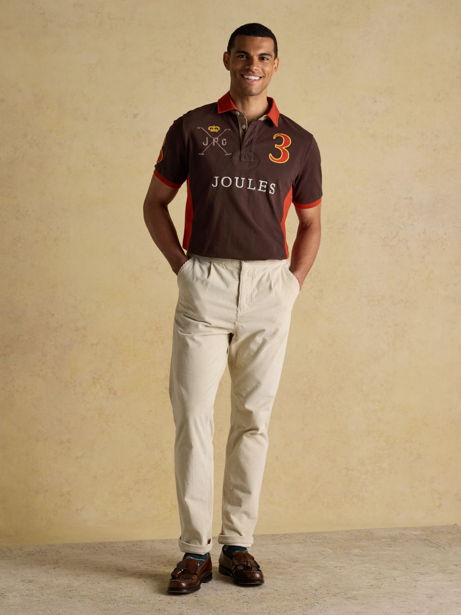 Embellished Brown & Orange Classic Fit Cotton Polo Shirt - Image 5 of 10