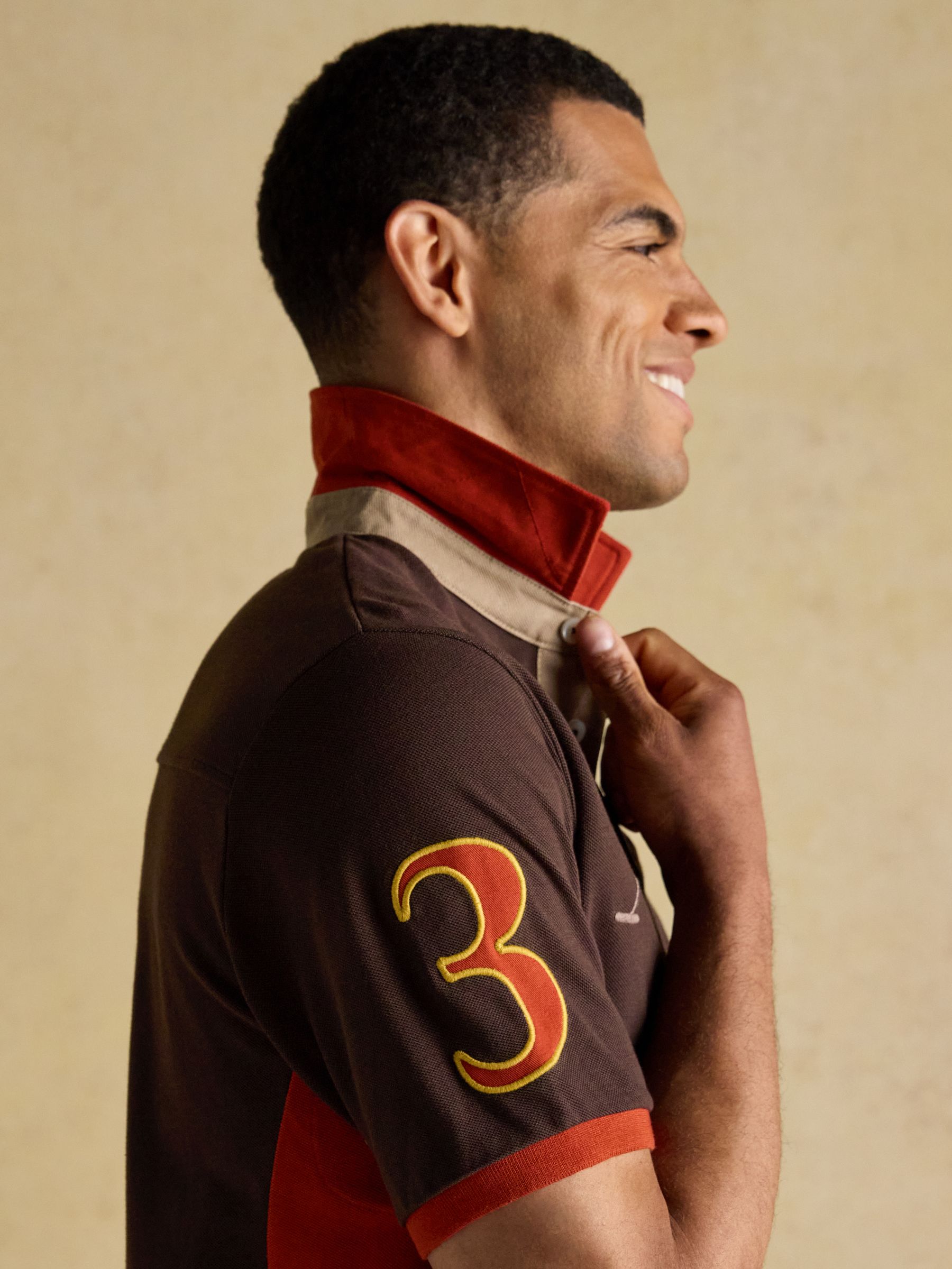 Embellished Brown & Orange Classic Fit Cotton Polo Shirt - Image 6 of 10