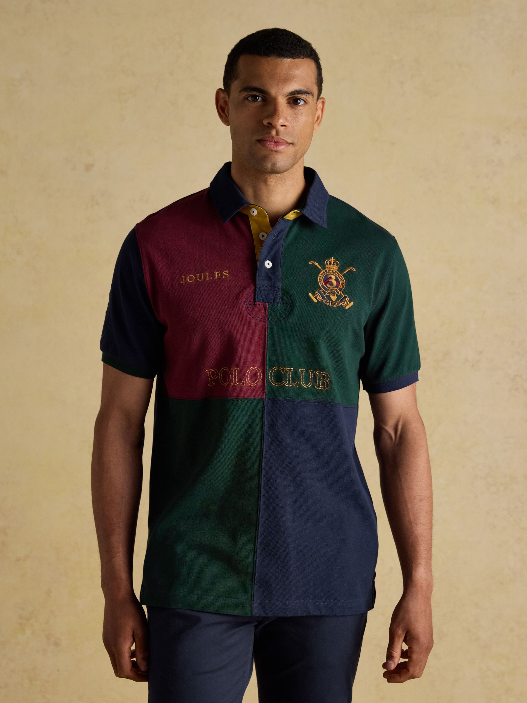 Harlequin Green/Navy Classic Fit Cotton Polo Shirt - Image 1 of 8