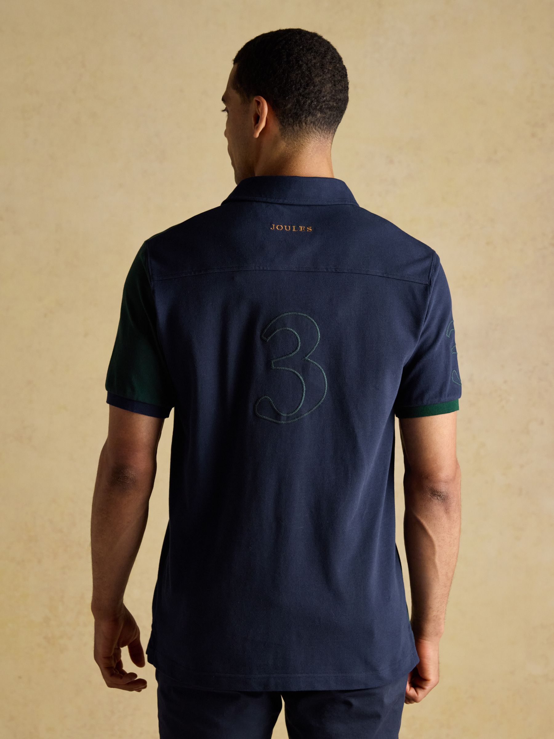 Harlequin Green/Navy Classic Fit Cotton Polo Shirt - Image 2 of 8