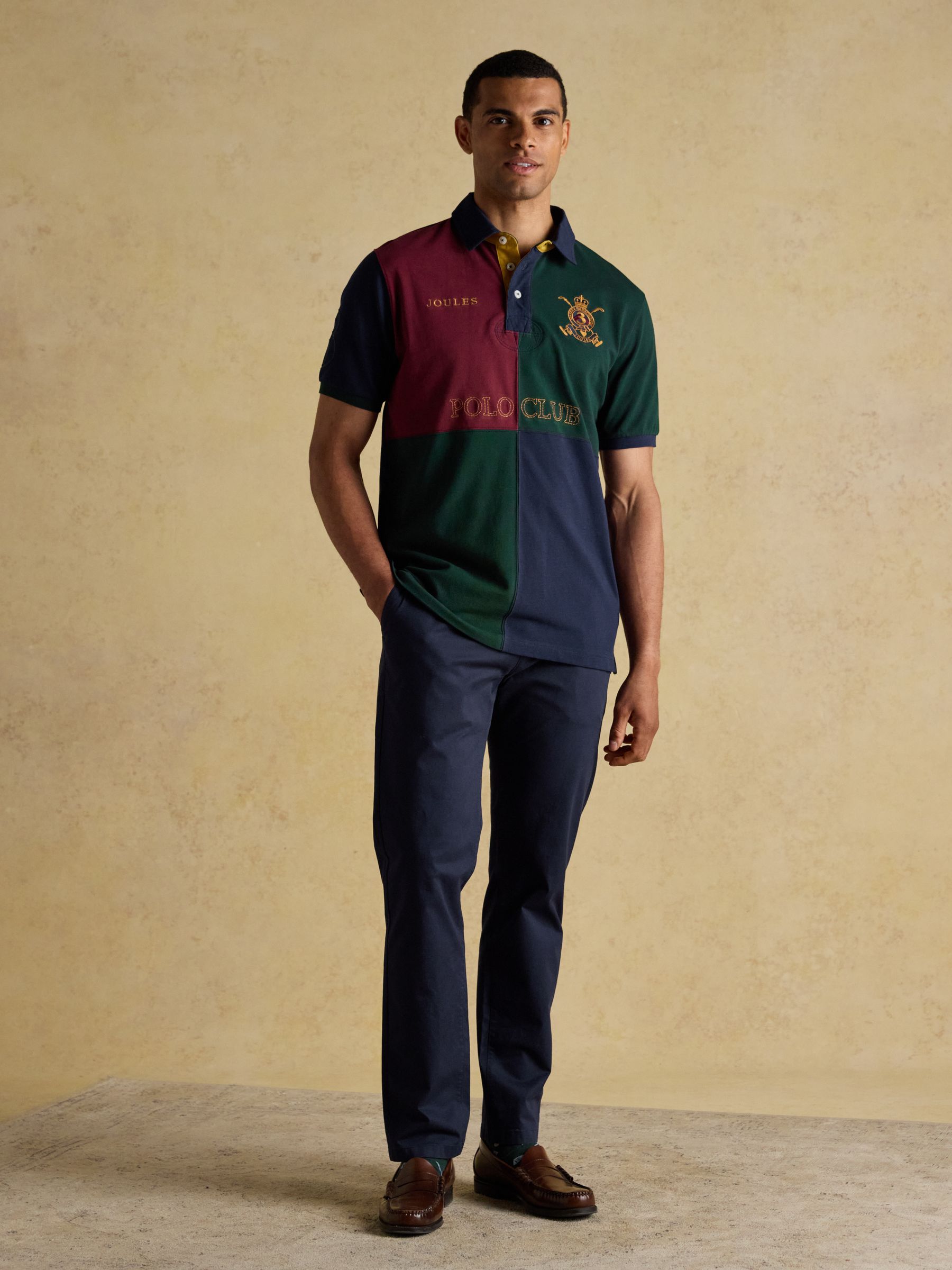 Harlequin Green/Navy Classic Fit Cotton Polo Shirt - Image 3 of 8