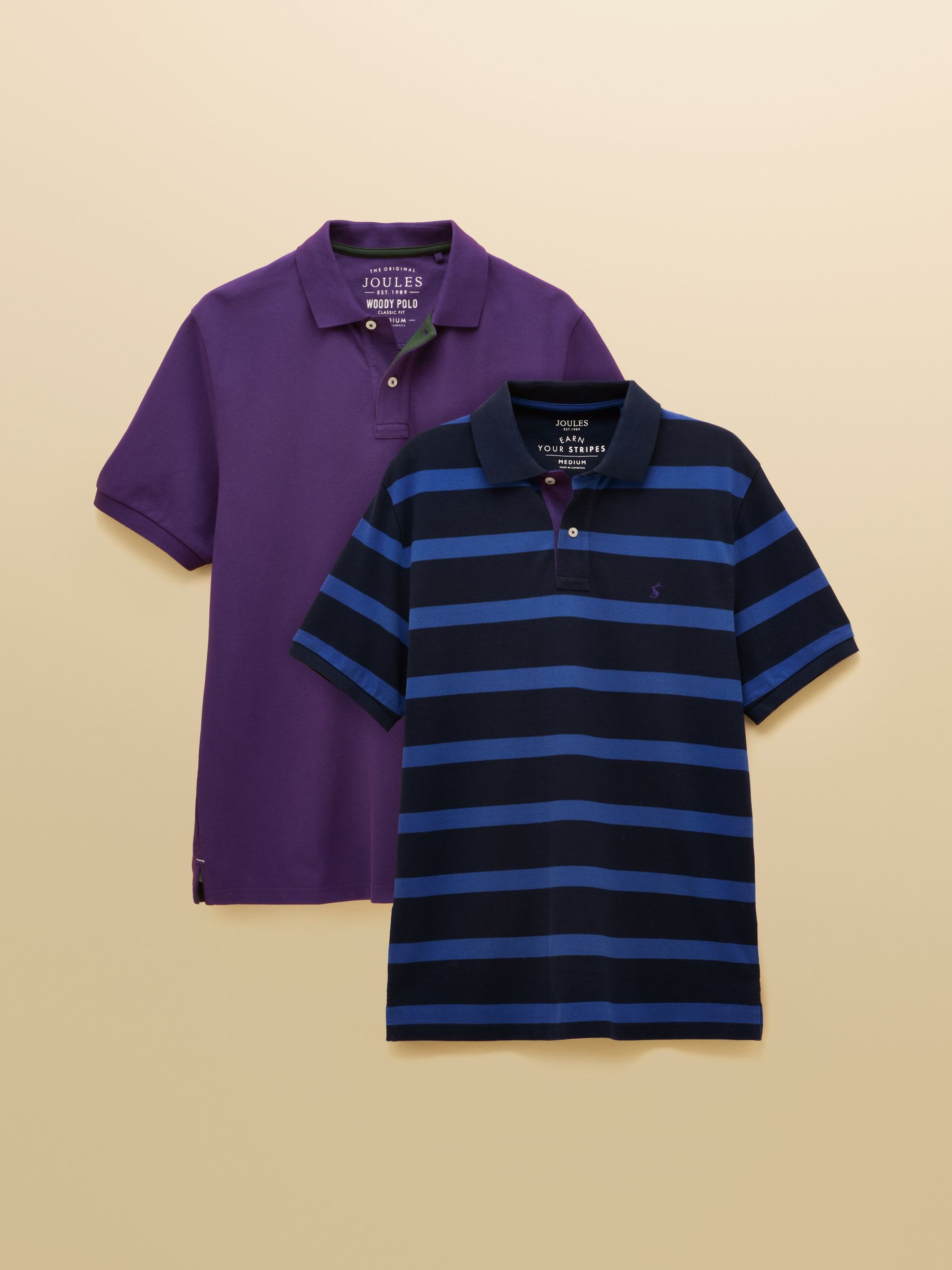 Woody Purple & Blue Stripe Polo Shirts 2 Pack - Image 1 of 7