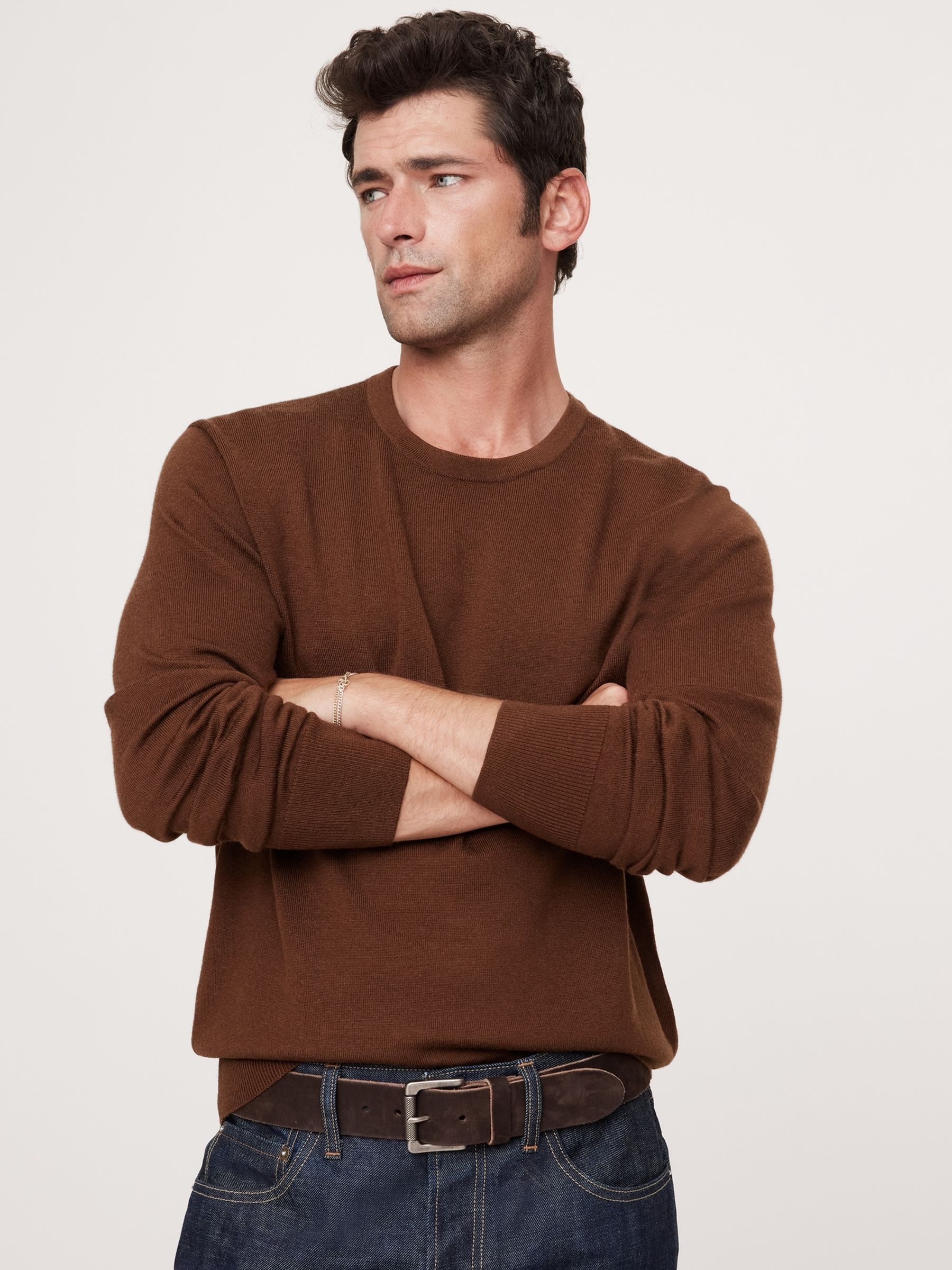 Banana Republic Brown Italian Merino Crew-Neck Jumper - Image 1 of 1