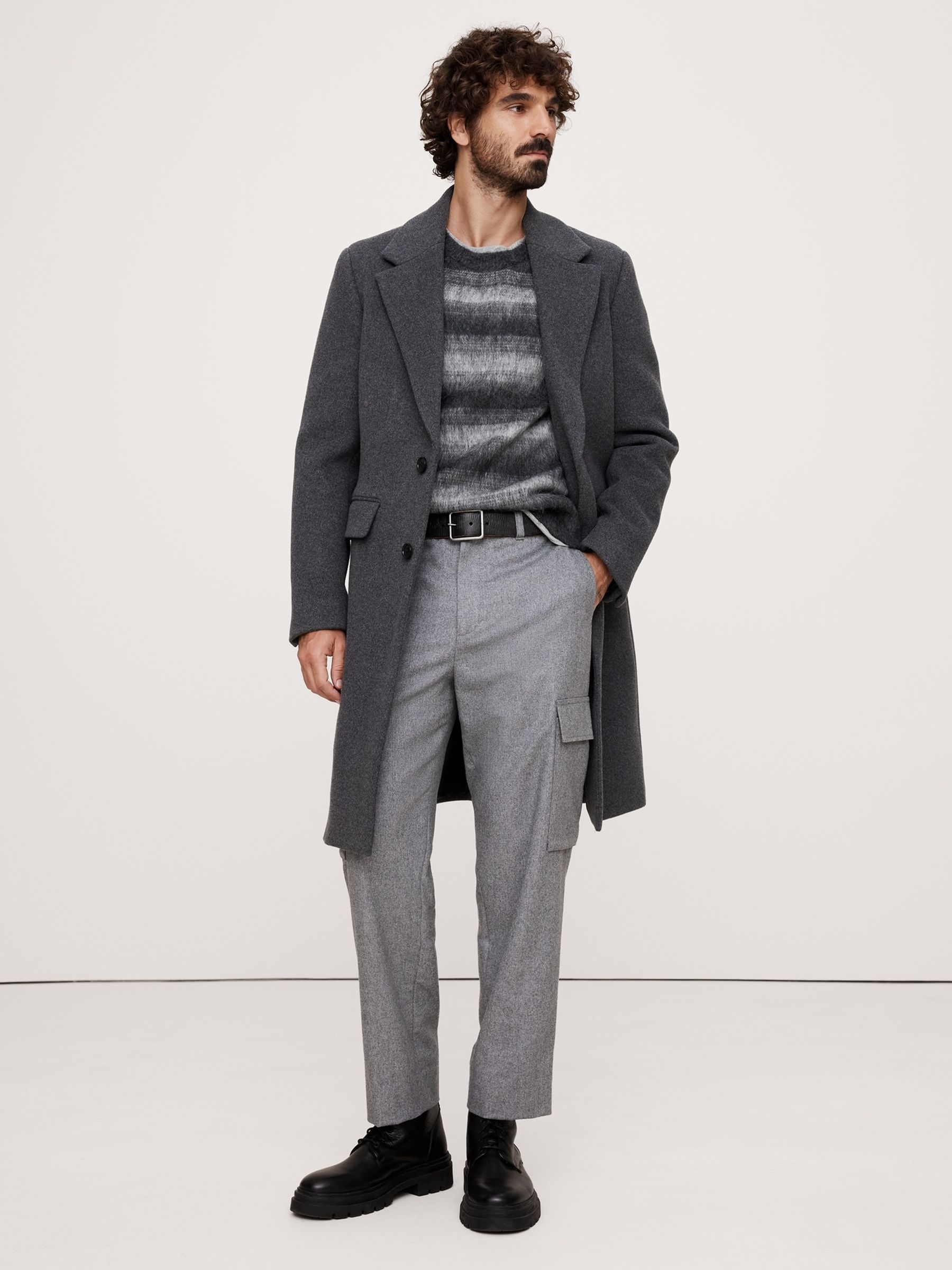Banana Republic Grey Brushed Stripe Jumper - Image 3 of 4