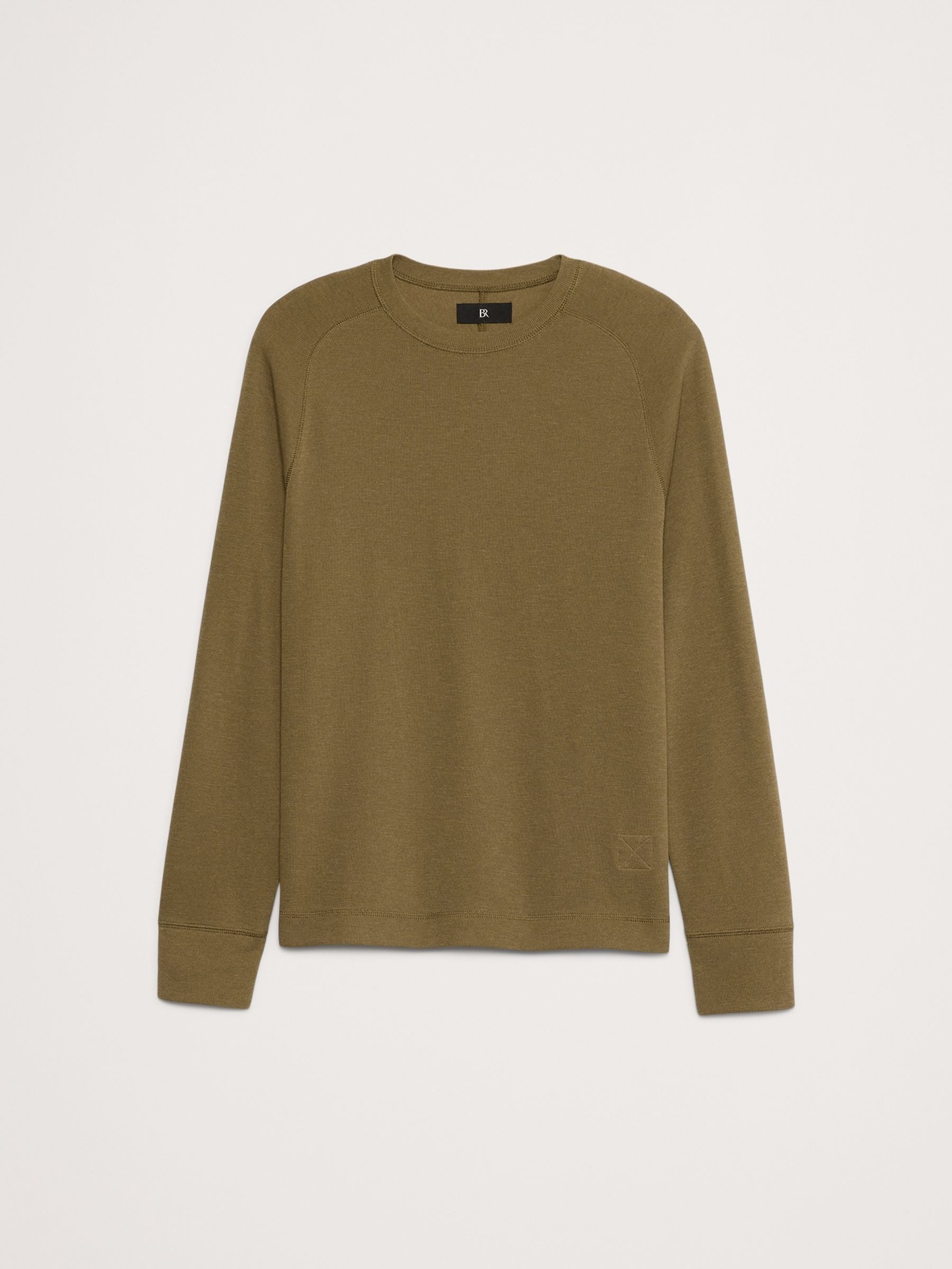 Banana Republic Dark Green Slub Double-Knit Crew-Neck T-Shirt - Image 4 of 4