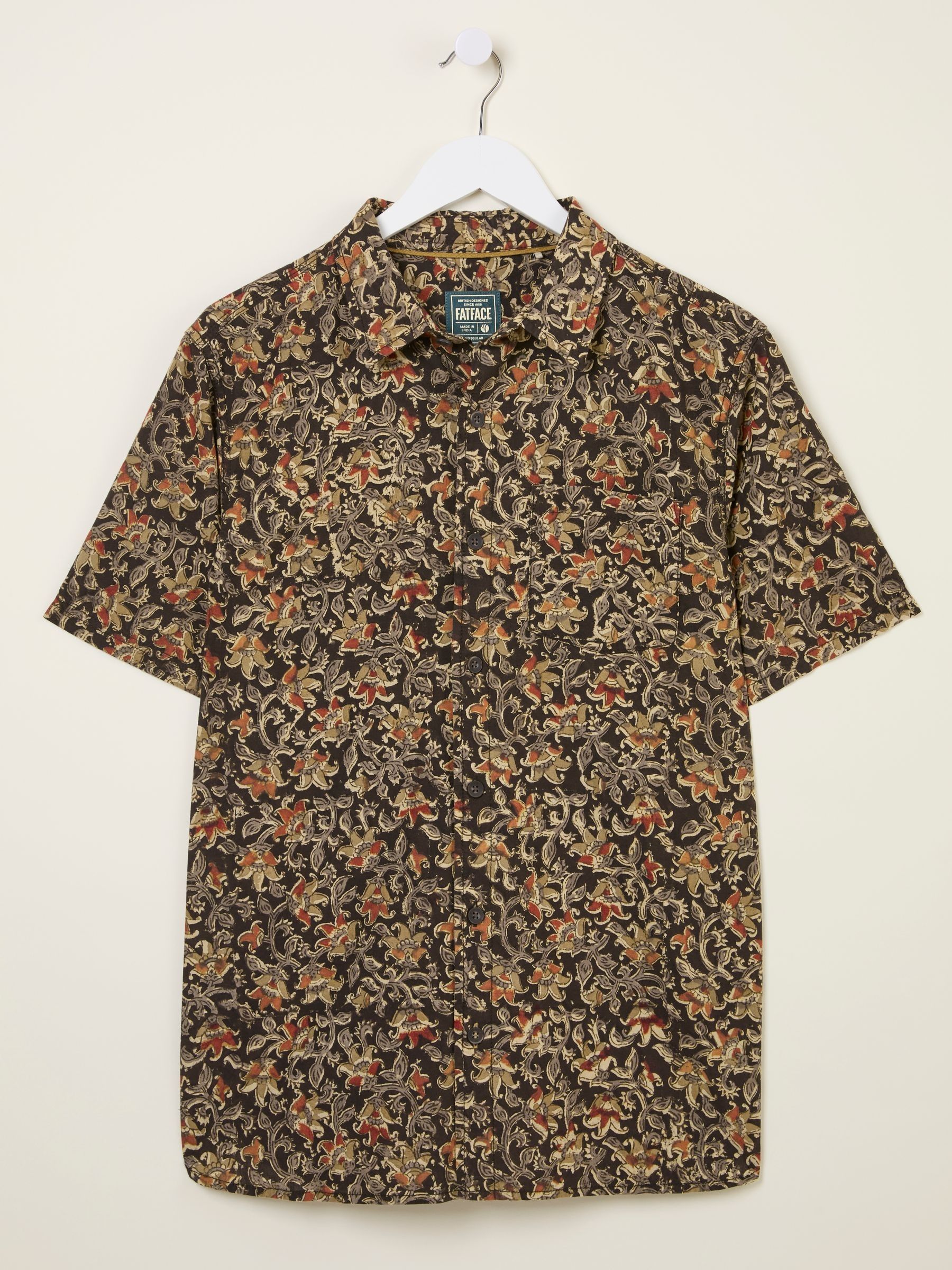 Washed Black Short Sleeve Authentic Indian Hand Block Print Shirt - Image 5 of 5