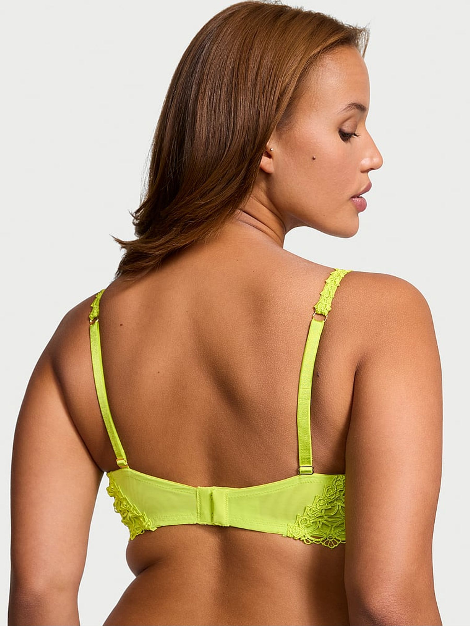 Limelight Green Unlined Demi Geo Daisy Lace Bra - Image 2 of 3