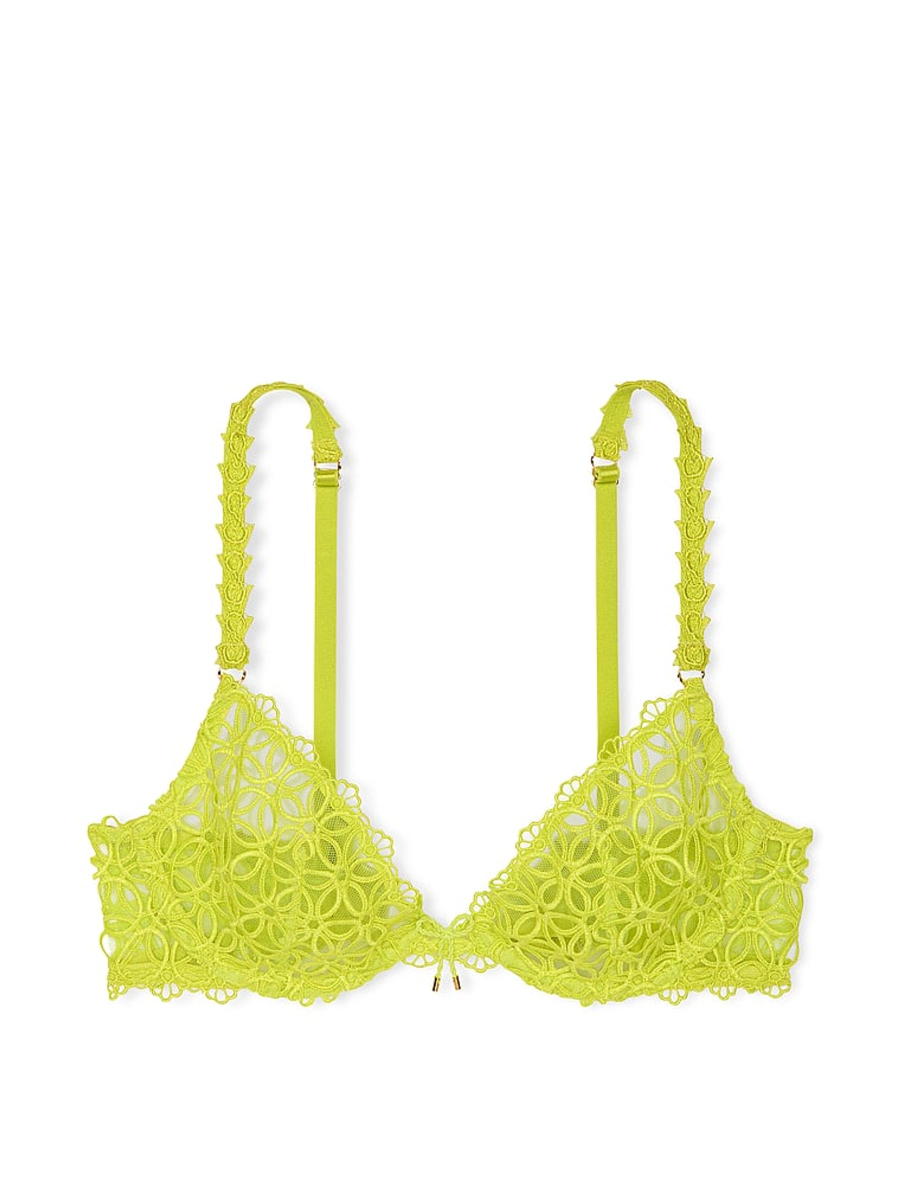 Limelight Green Unlined Demi Geo Daisy Lace Bra - Image 3 of 3
