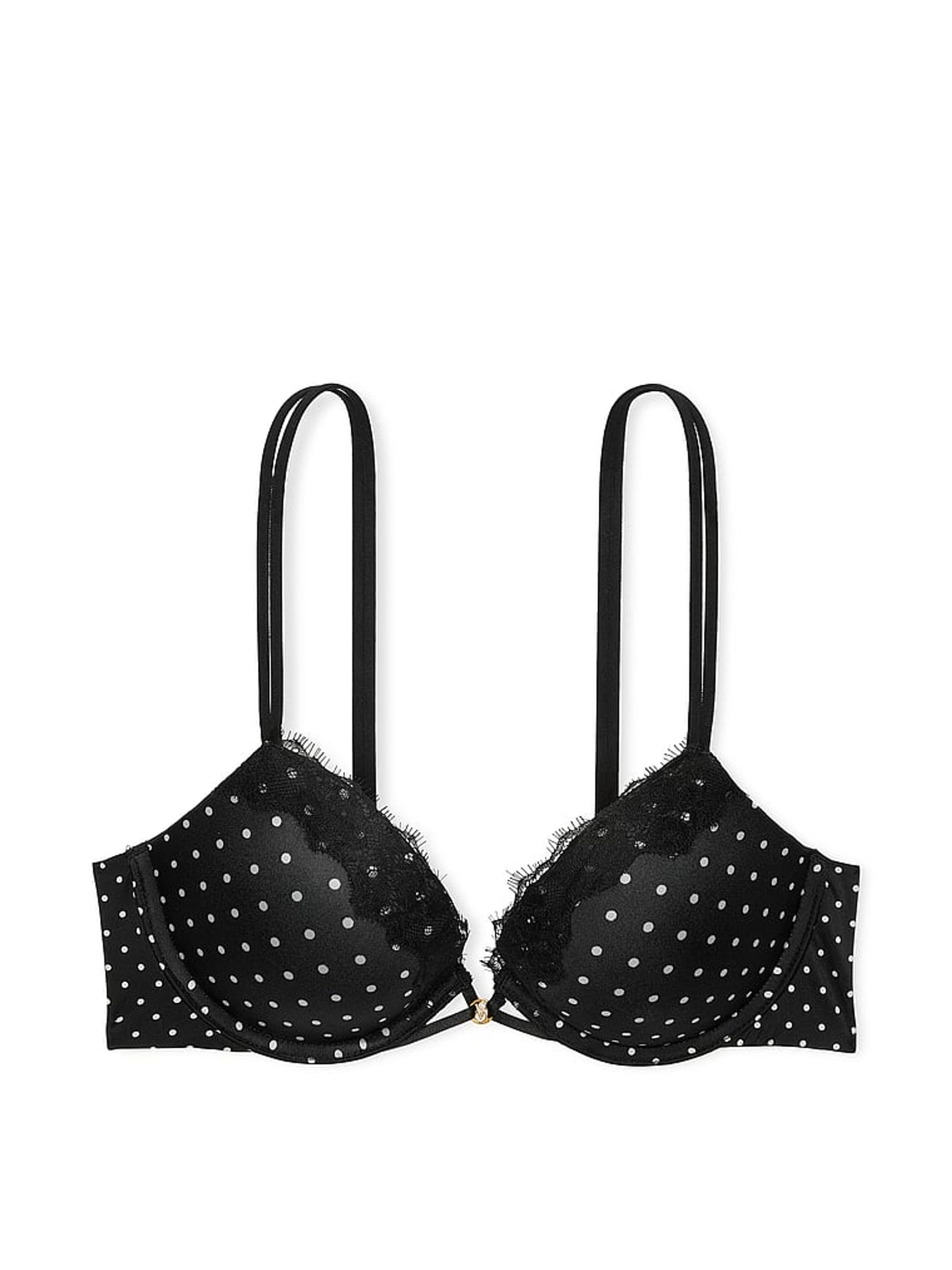 Black Dot Push Up Lace Trim Bra - Image 3 of 3