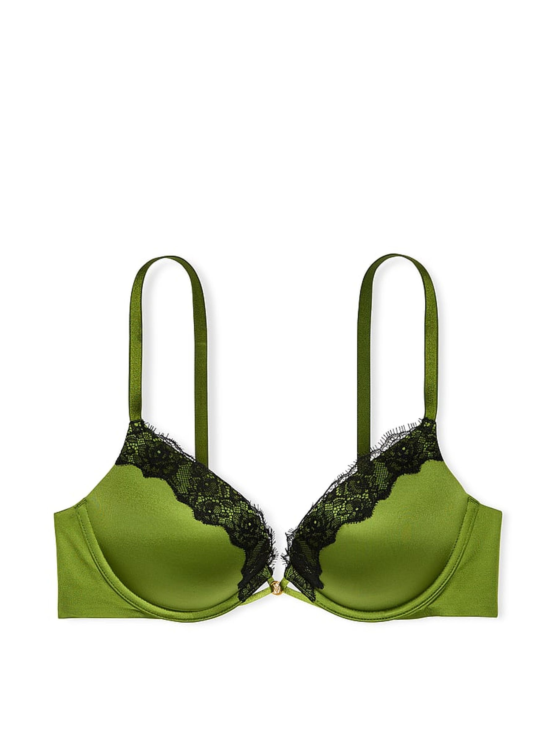 Pear Green Add 2 Cups Push Up Bombshell Lace Trim Bra - Image 3 of 4