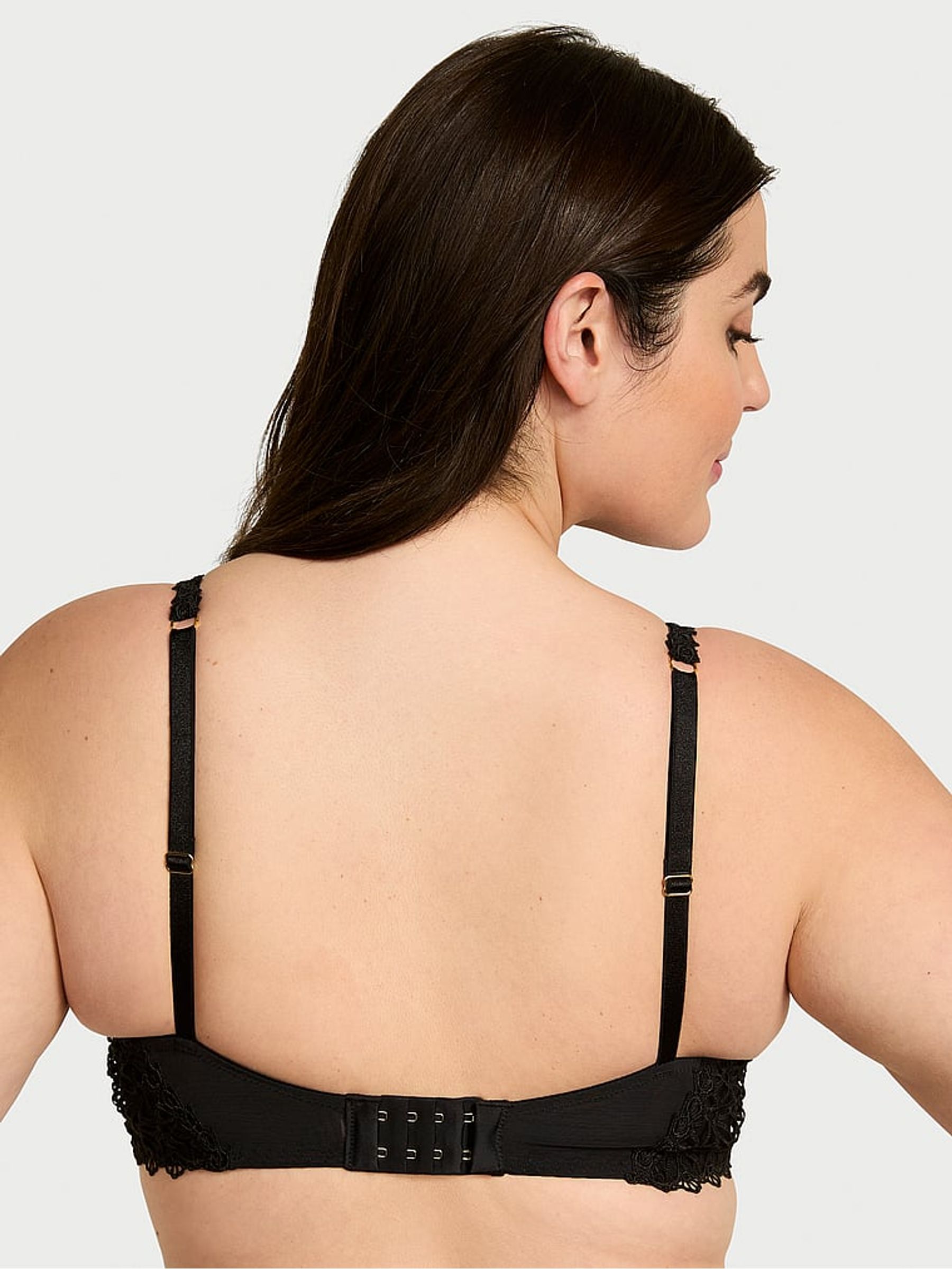Black Unlined Demi Geo Daisy Lace Bra - Image 2 of 3