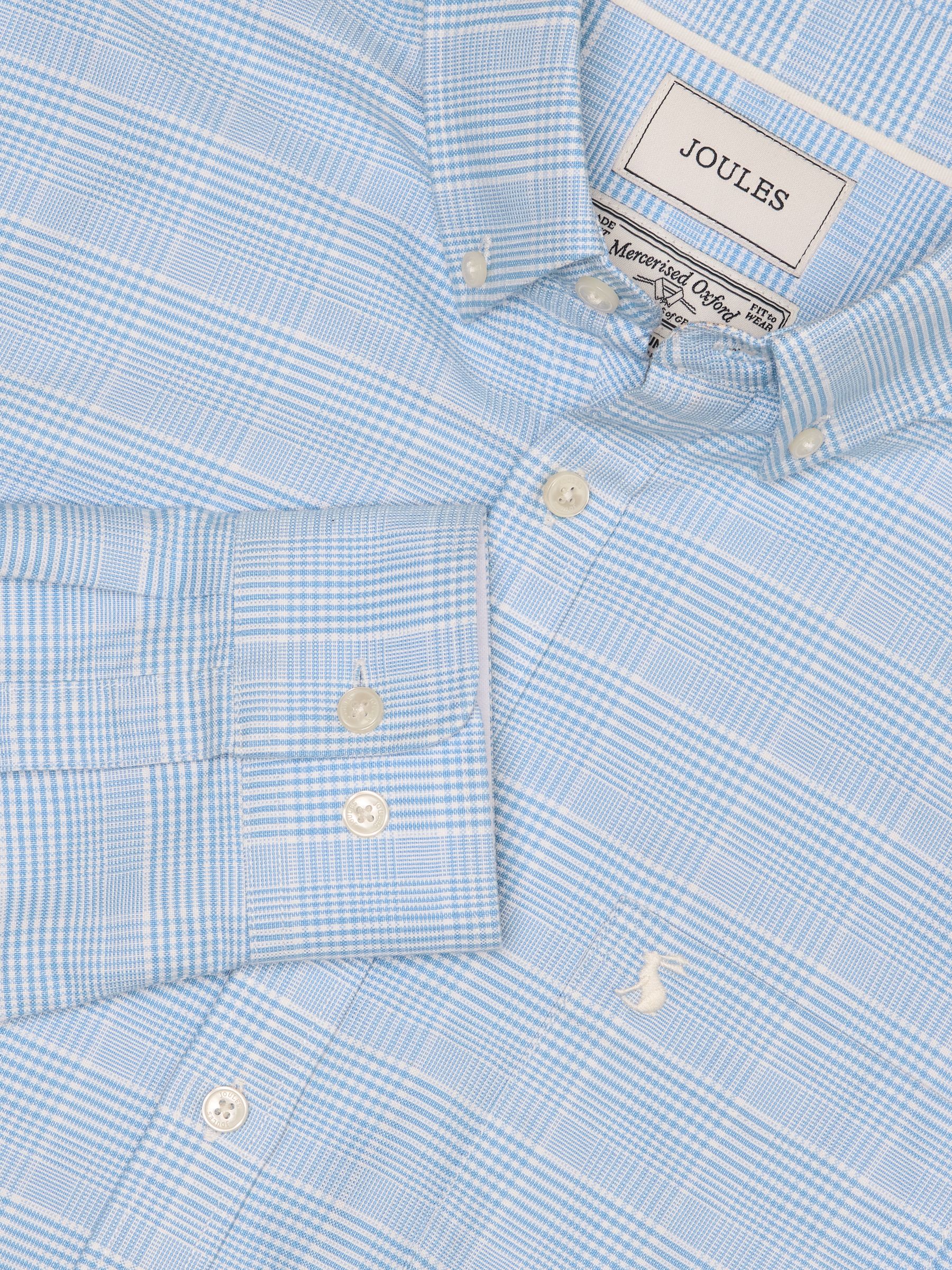 Classic Fit Light Blue Check Long Sleeve Cotton Oxford Shirt - Image 12 of 12