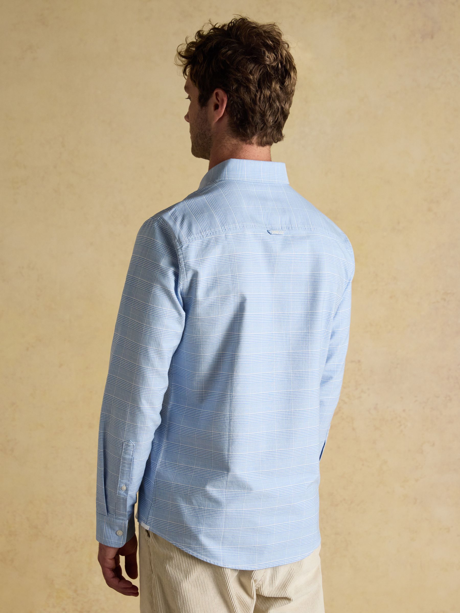 Classic Fit Light Blue Check Long Sleeve Cotton Oxford Shirt - Image 2 of 12