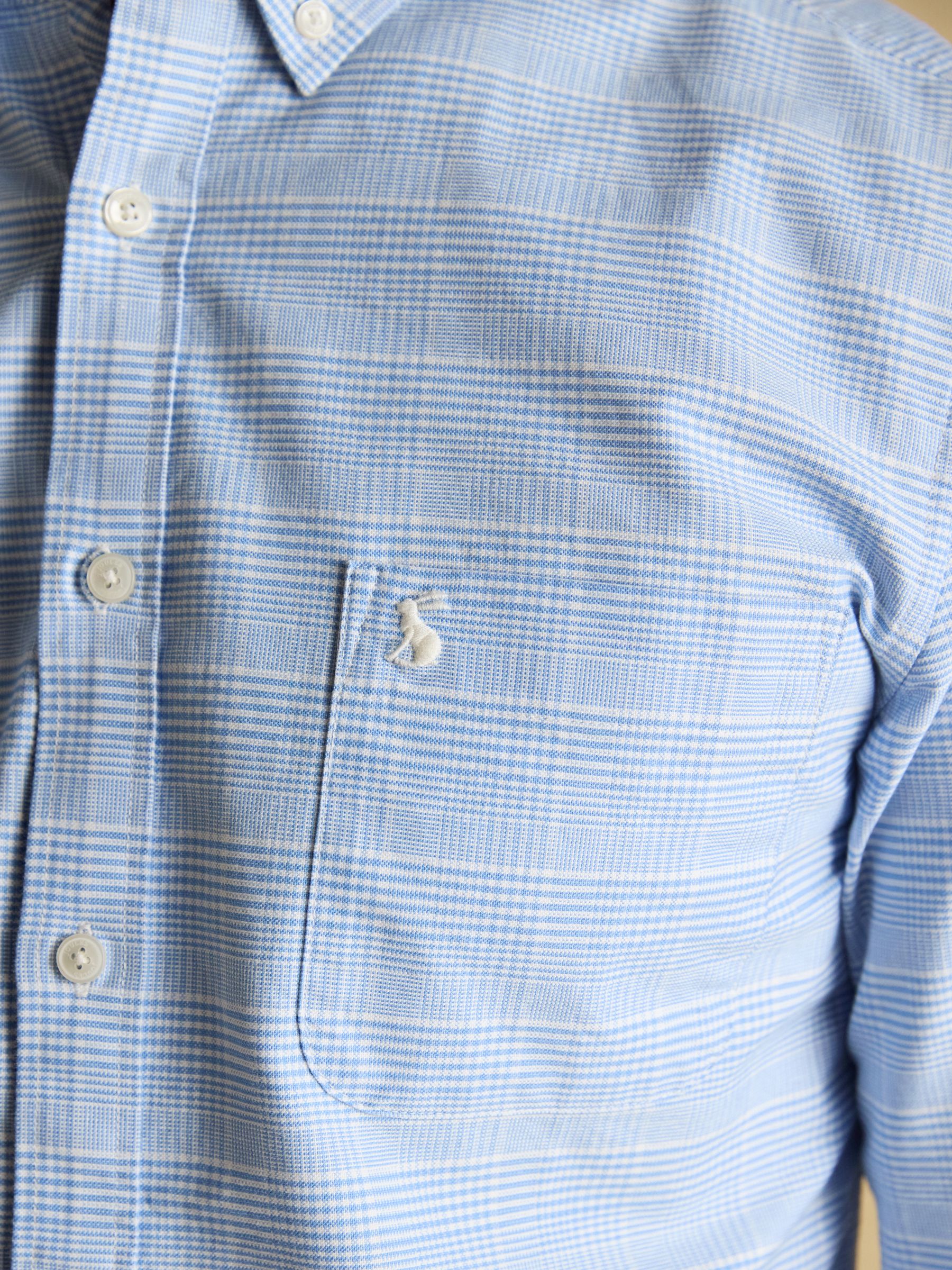 Classic Fit Light Blue Check Long Sleeve Cotton Oxford Shirt - Image 7 of 12