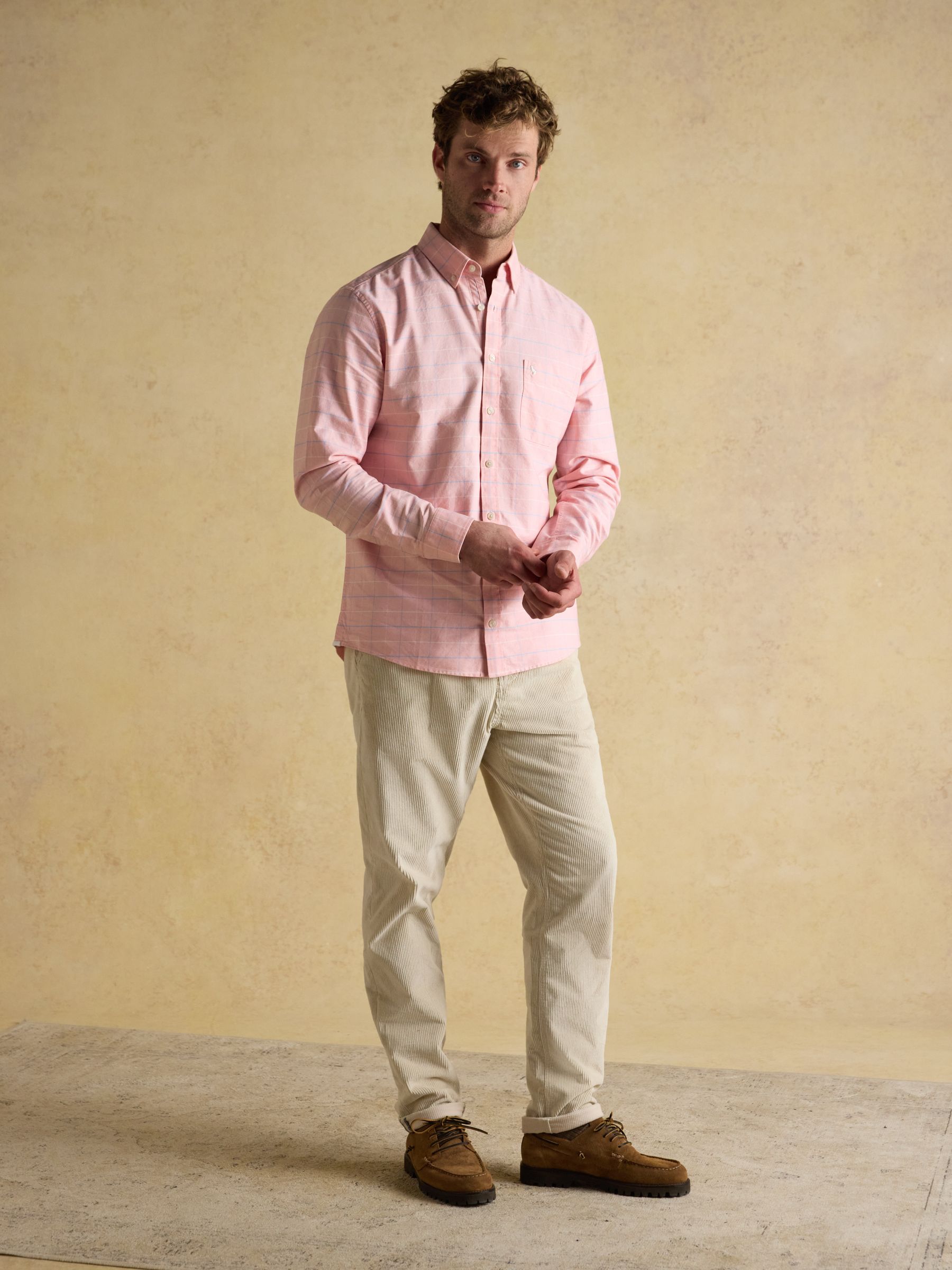 Oxford Classic Fit Pink Check Long Sleeve Cotton Shirt - Image 3 of 7