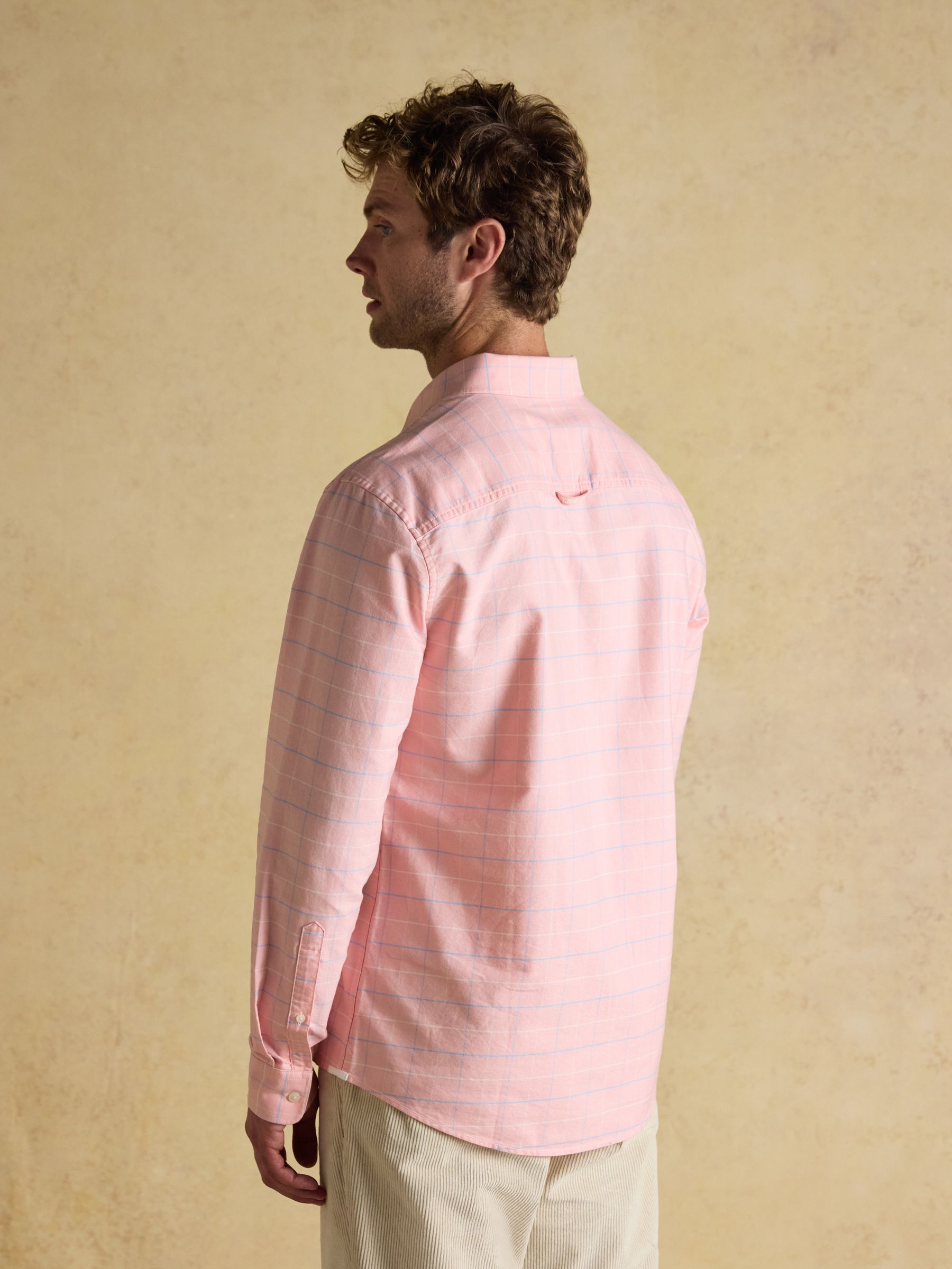 Oxford Classic Fit Pink Check Long Sleeve Cotton Shirt - Image 4 of 7
