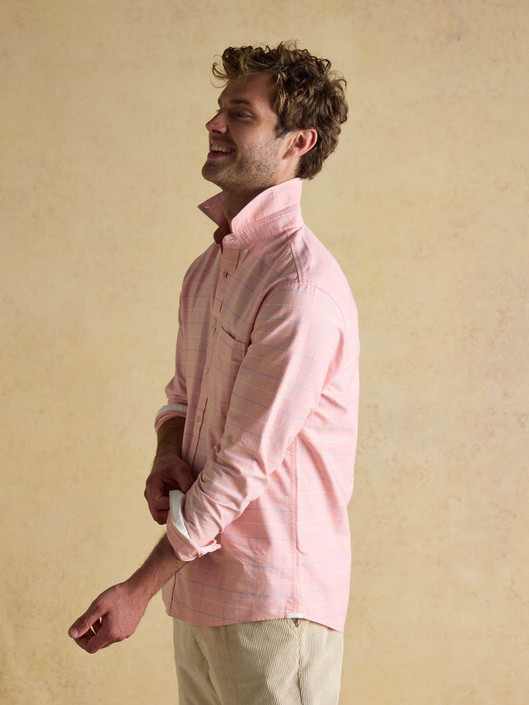 Oxford Classic Fit Pink Check Long Sleeve Cotton Shirt - Image 5 of 7
