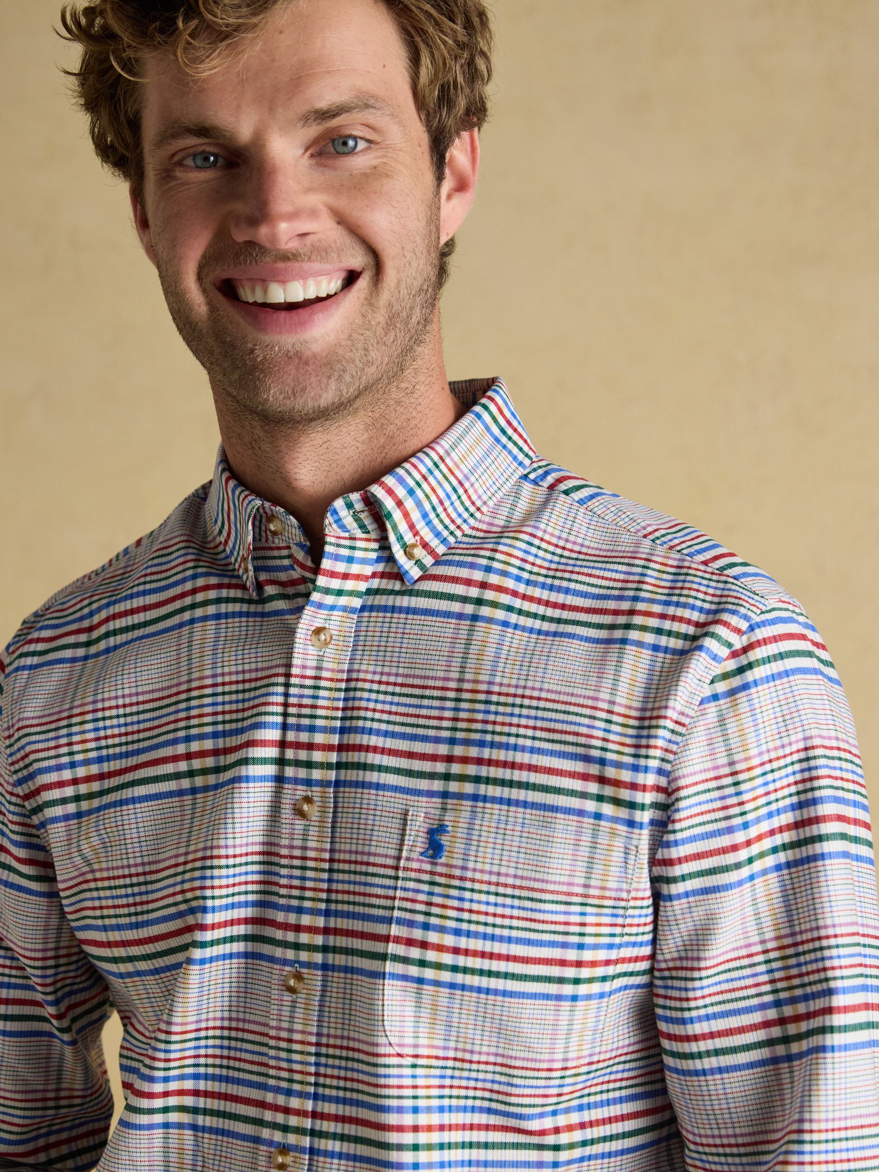 Oxford Classic Fit Multi Check Long Sleeve Cotton Shirt - Image 8 of 12
