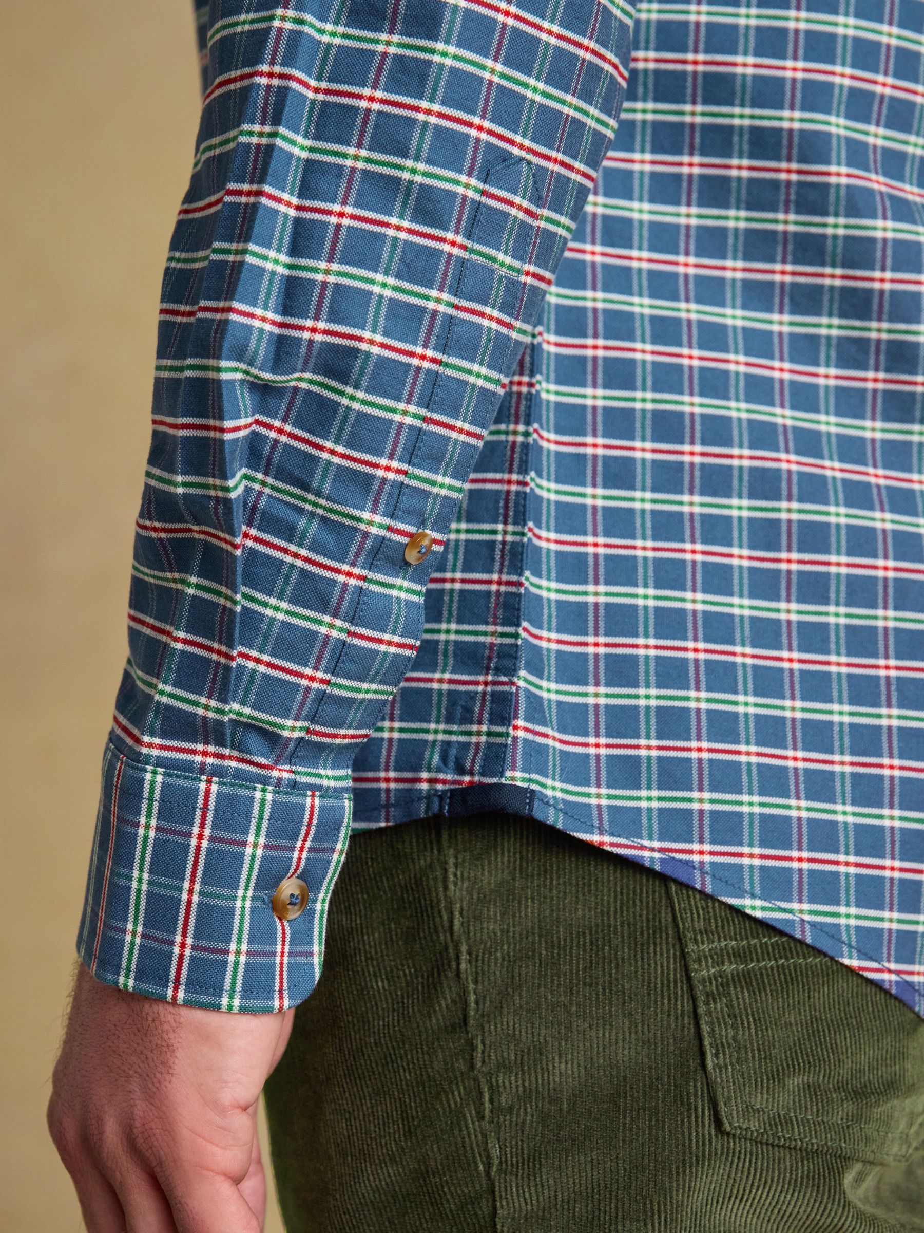 Oxford Classic Fit Blue Check Long Sleeve Cotton Shirt - Image 10 of 14