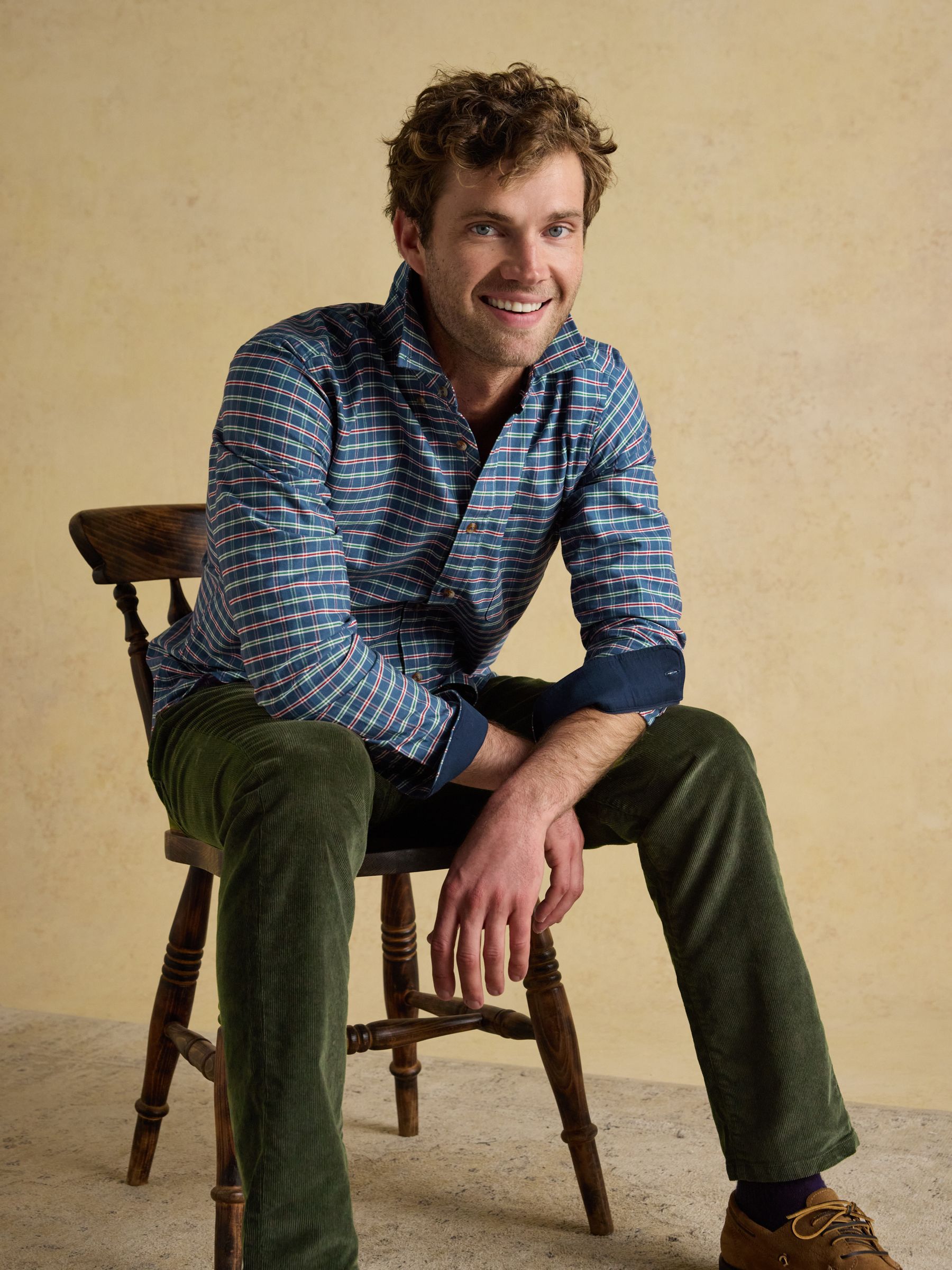 Oxford Classic Fit Blue Check Long Sleeve Cotton Shirt - Image 13 of 14