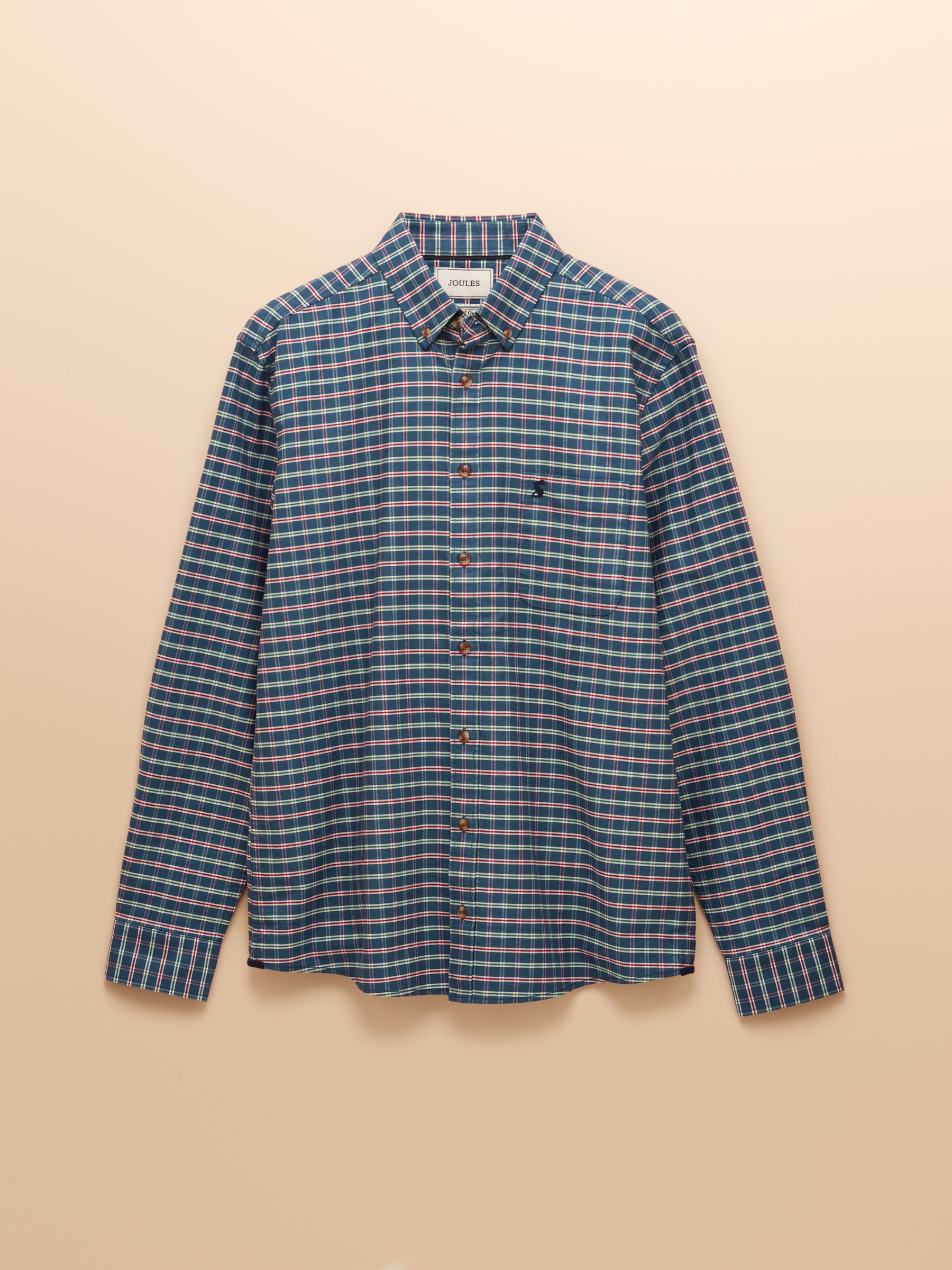 Oxford Classic Fit Blue Check Long Sleeve Cotton Shirt - Image 14 of 14