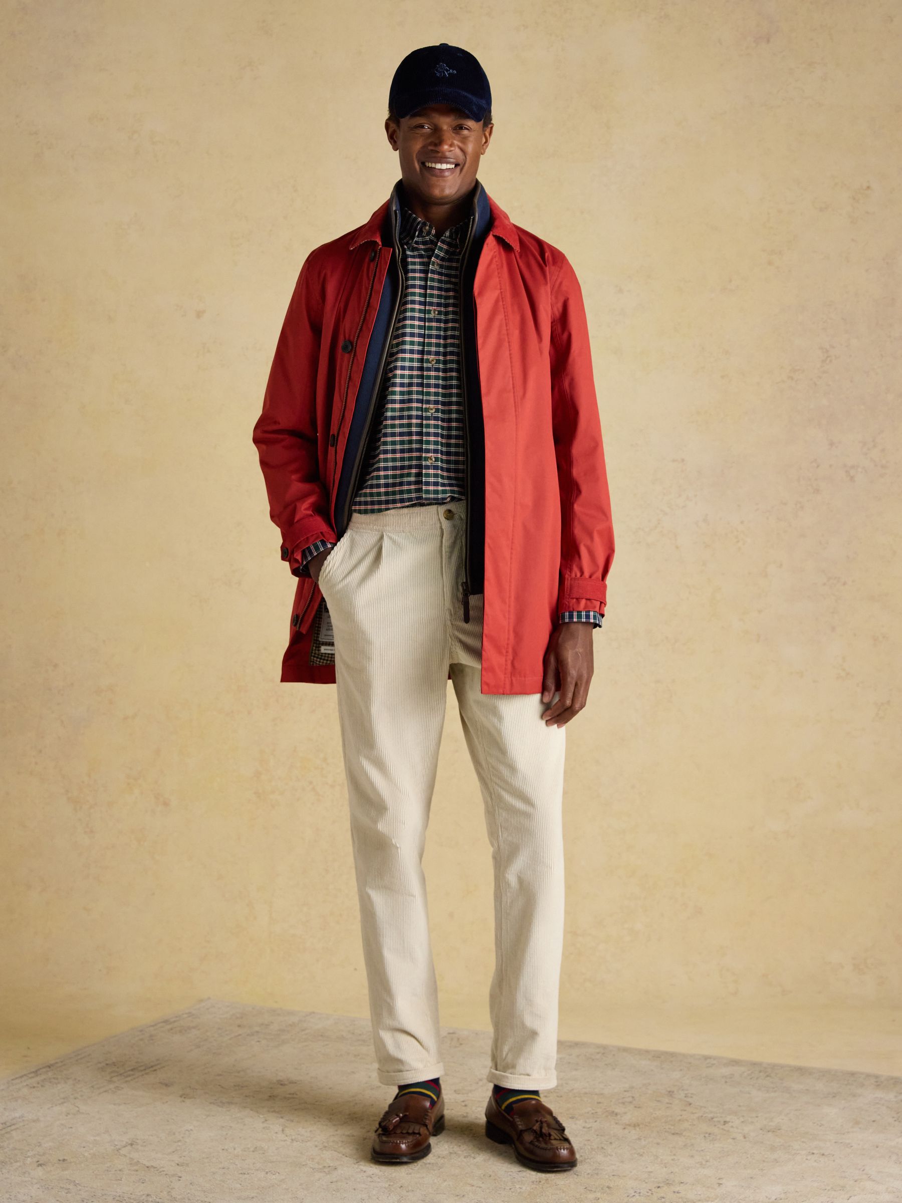 Oxford Classic Fit Navy & Red Check Long Sleeve Cotton Shirt - Image 8 of 9