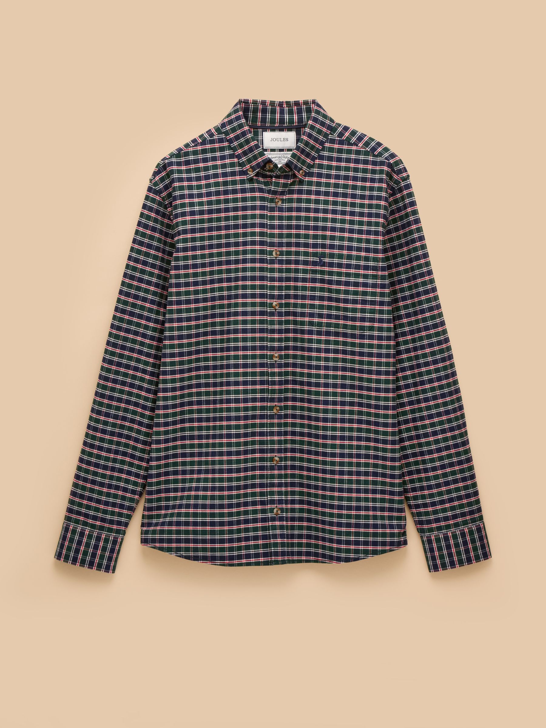 Oxford Classic Fit Navy & Red Check Long Sleeve Cotton Shirt - Image 9 of 9 Oxford Classic Fit Navy & Red Check Long Sleeve Cotton Shirt - Image 9 of 9