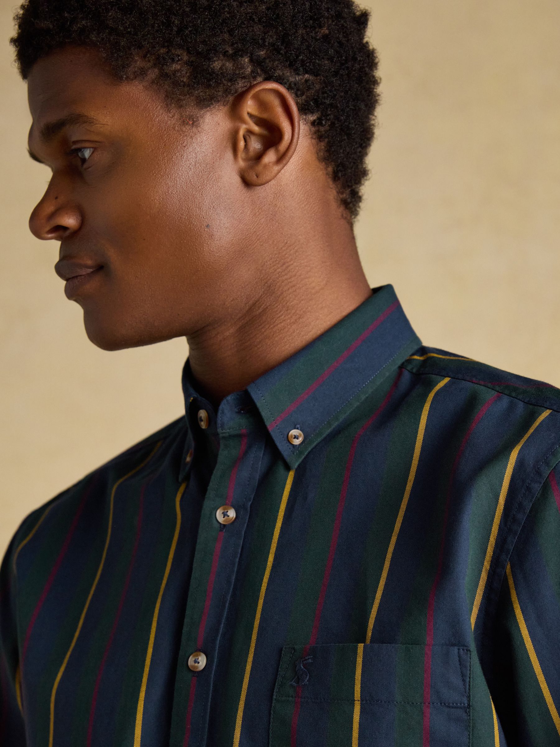 Oxford Classic Fit Blue & Red Stripe Cotton Shirt - Image 10 of 13