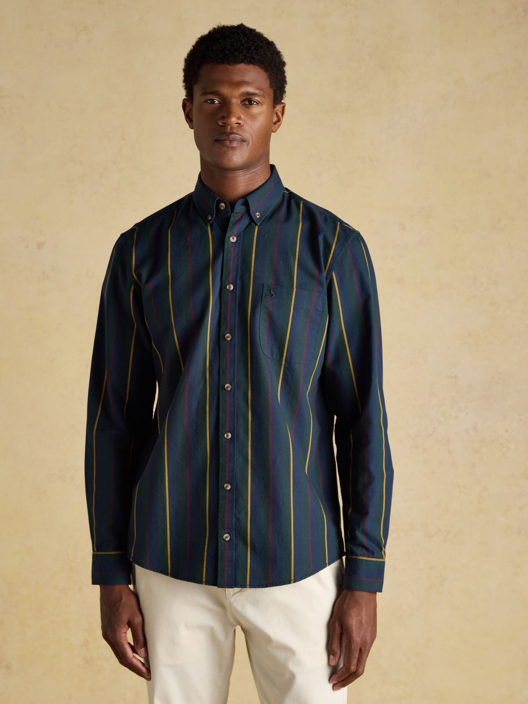 Oxford Classic Fit Blue & Red Stripe Cotton Shirt - Image 2 of 13